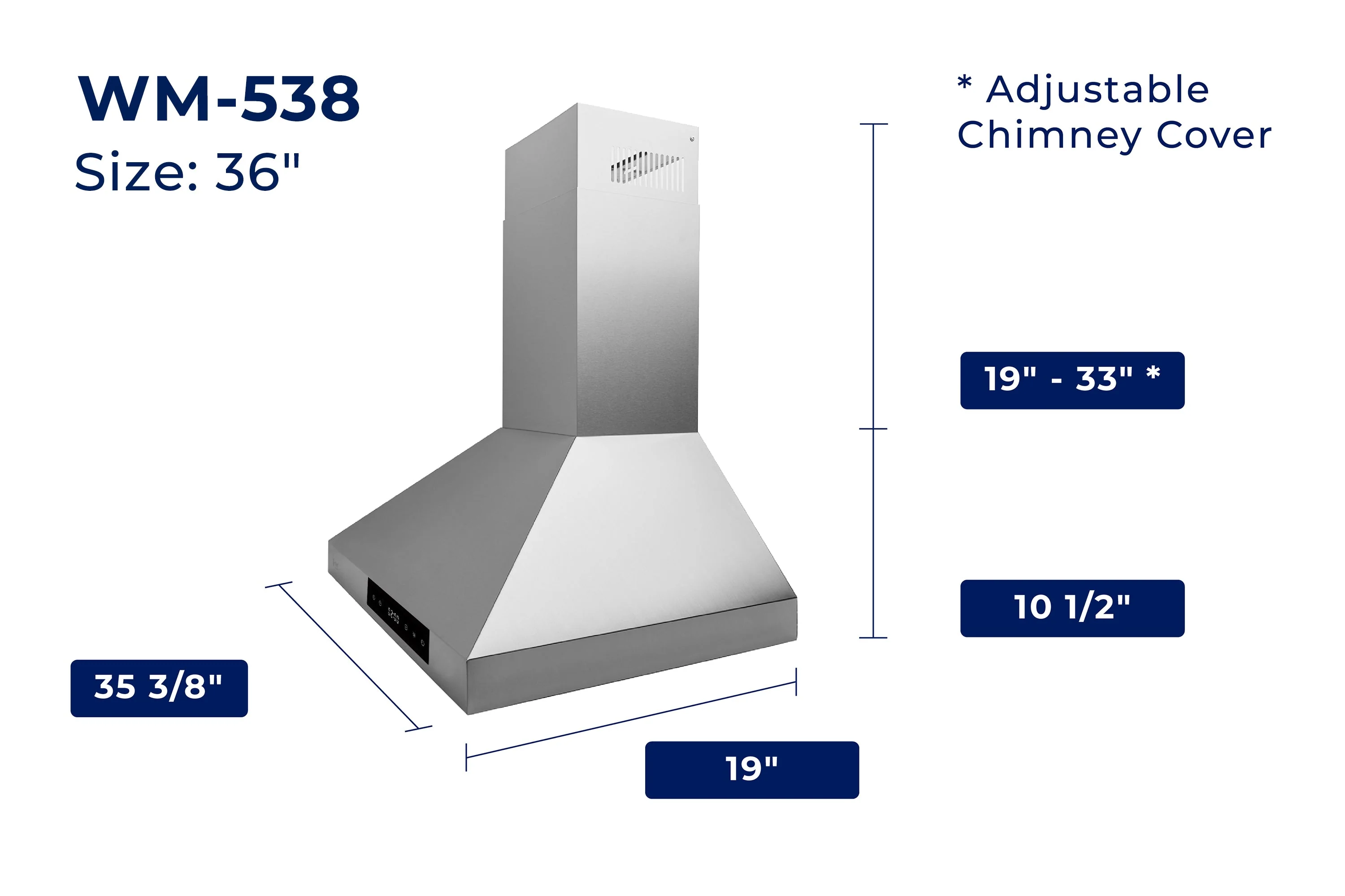 Hauslane Wall Mount Touch Control Range Hood with Stainless Steel Filters in Stainless Steel (WM-538SS) - Image 34