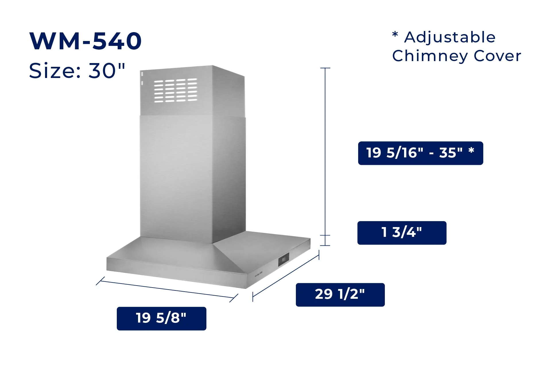 Hauslane 30-Inch 500 CFM Convertible Wall Mount Range Hood in Stainless Steel (WM-540SS-30) - Image 9