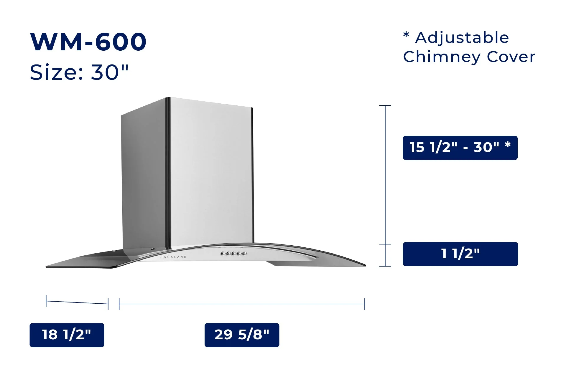 Hauslane Wall Mount Range Hood with Tempered Glass and Stainless Steel (WM-600SS) - Image 8