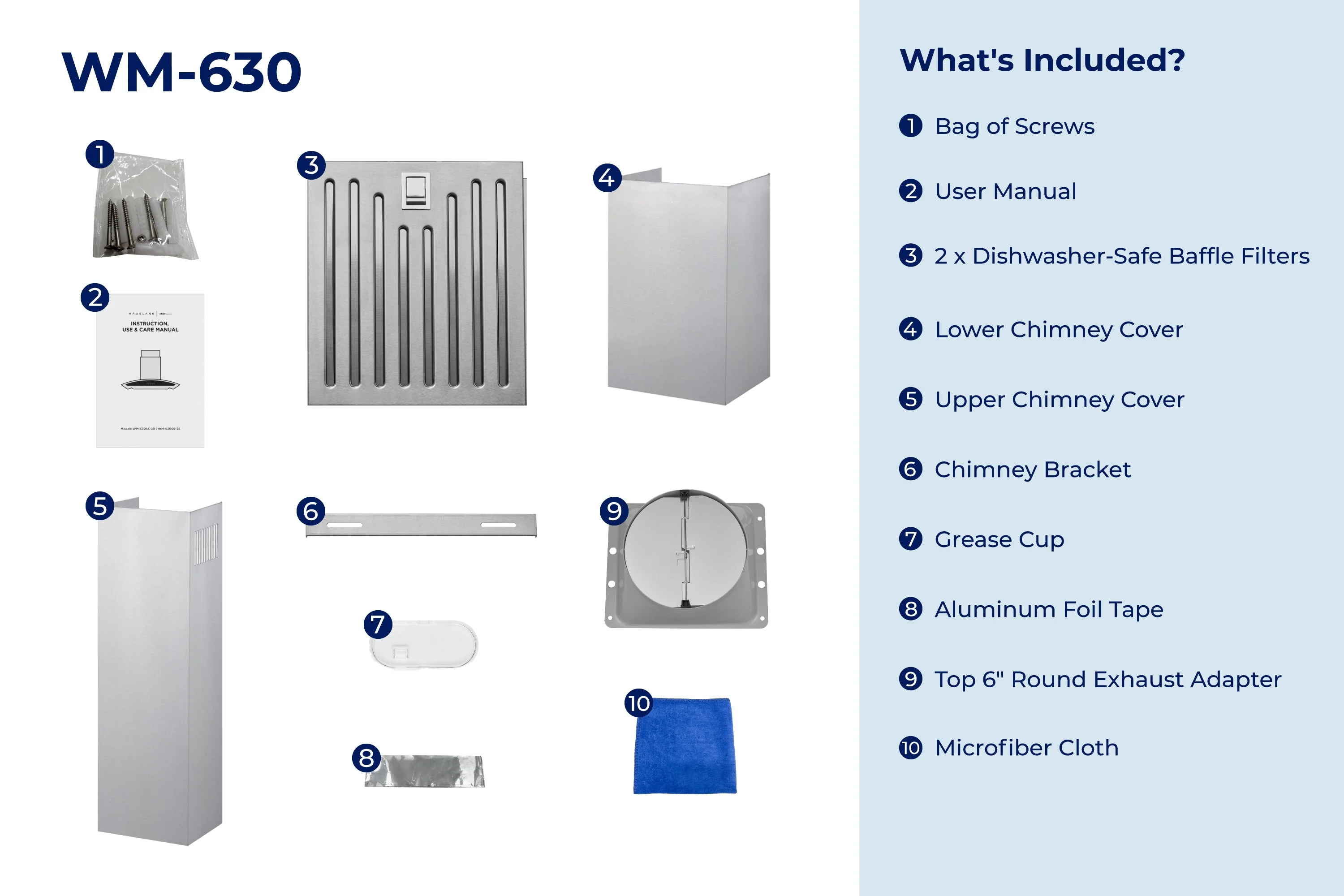 Hauslane Wall Mount Range Hood with Tempered Glass in Stainless Steel (WM-630SS) - Image 7