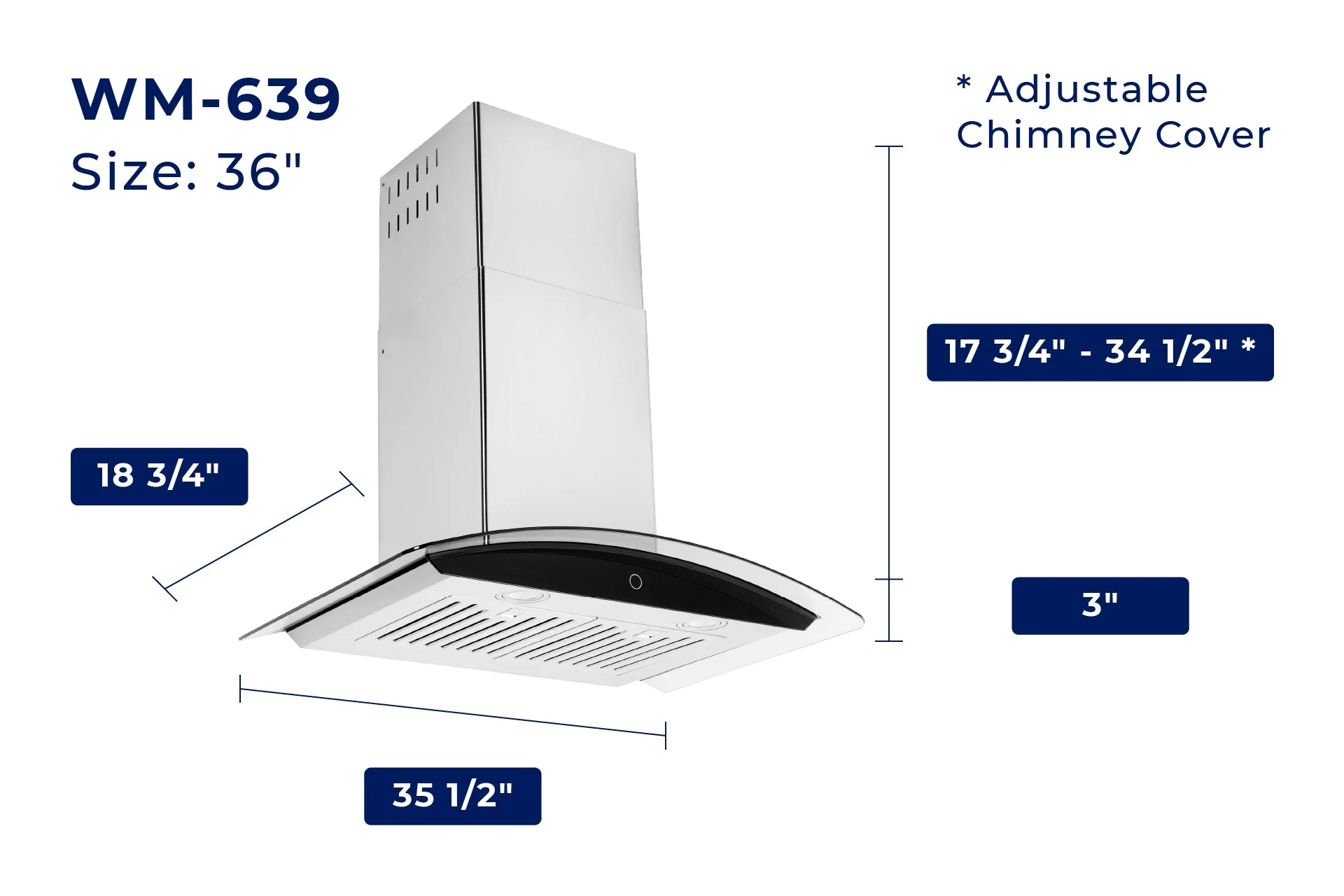 Hauslane 450 CFM Wall Mount Touch Control Range Hood with Tempered Glass in Stainless Steel (WM-639SS) - Image 10
