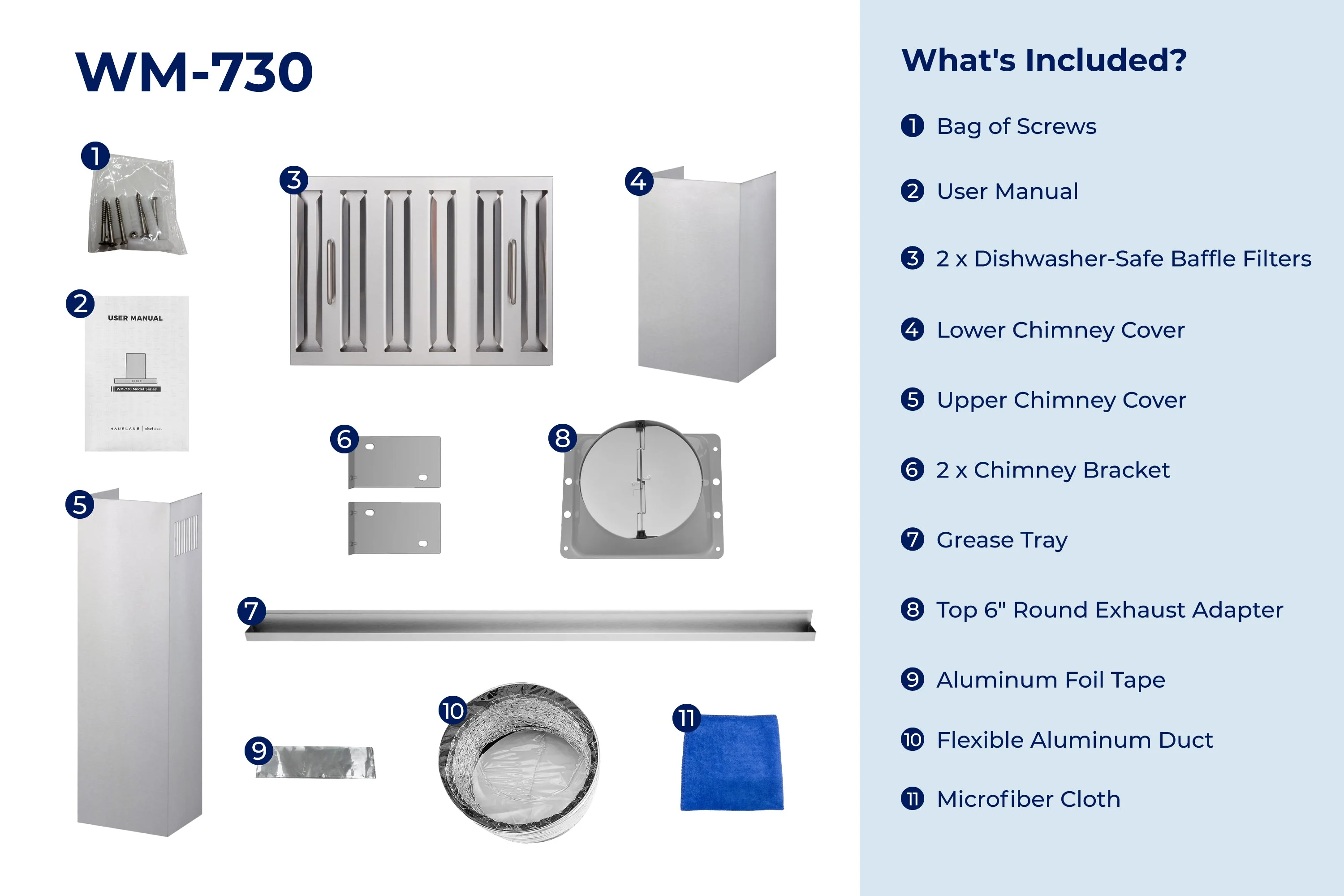 Hauslane 30-Inch 537 CFM Convertible Wall Mount Range Hood in Stainless Steel (WM-730SS-30) - Image 8