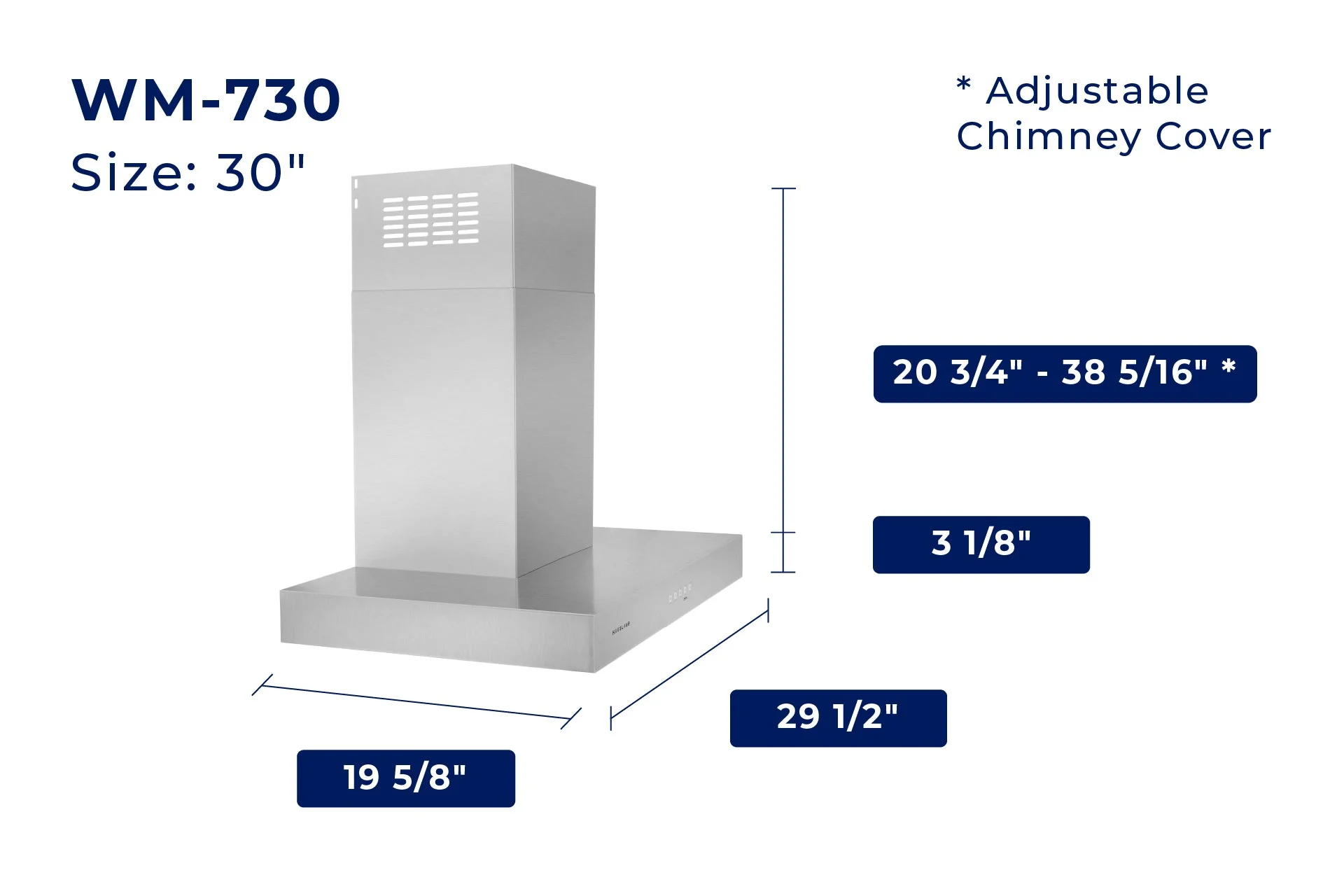 Hauslane 30-Inch 537 CFM Convertible Wall Mount Range Hood in Stainless Steel (WM-730SS-30) - Image 9