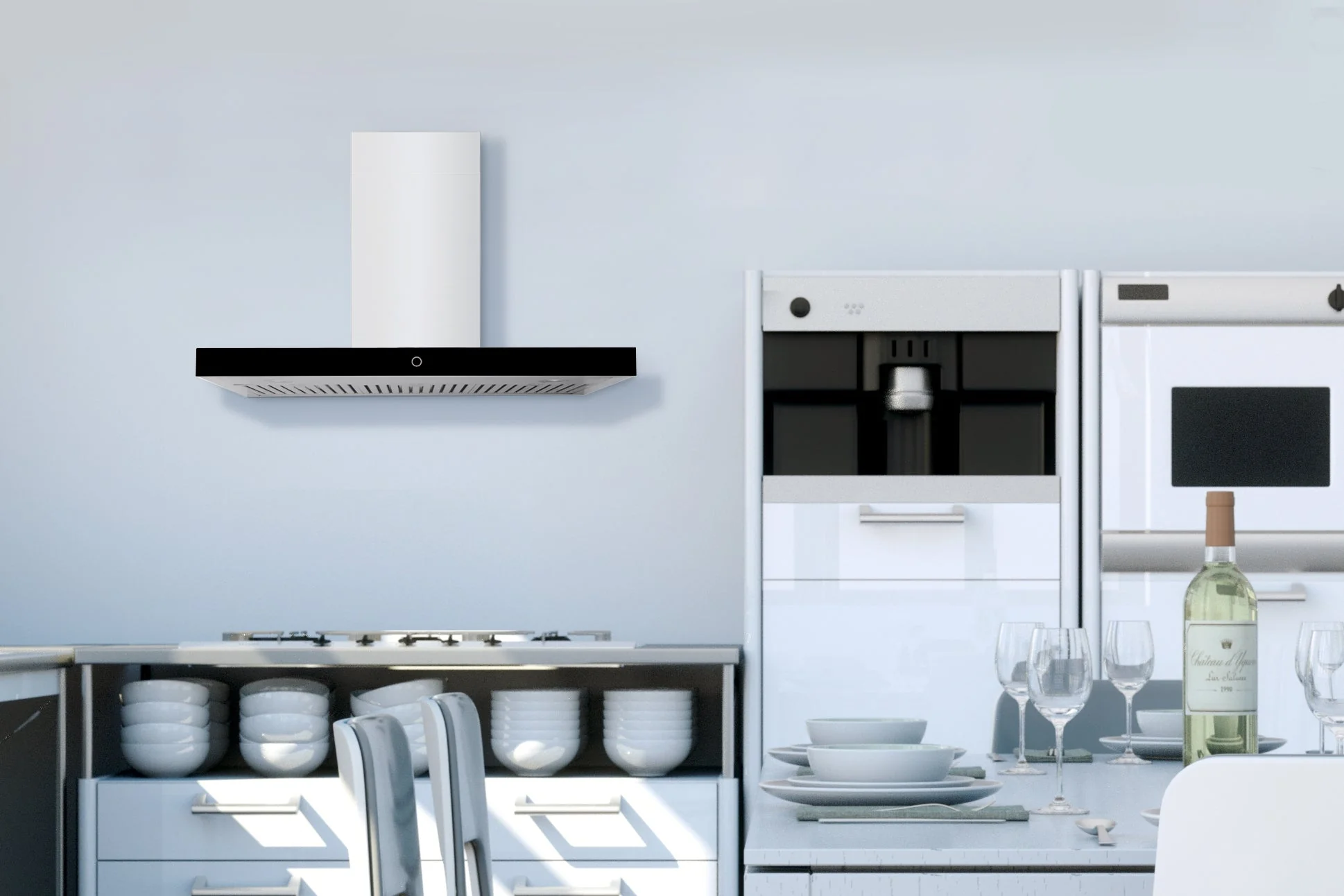 Hauslane Wall Mount Touch Control T-Shaped Range Hood with Stainless Steel Filters in Stainless Steel (WM-739SS) - Image 2