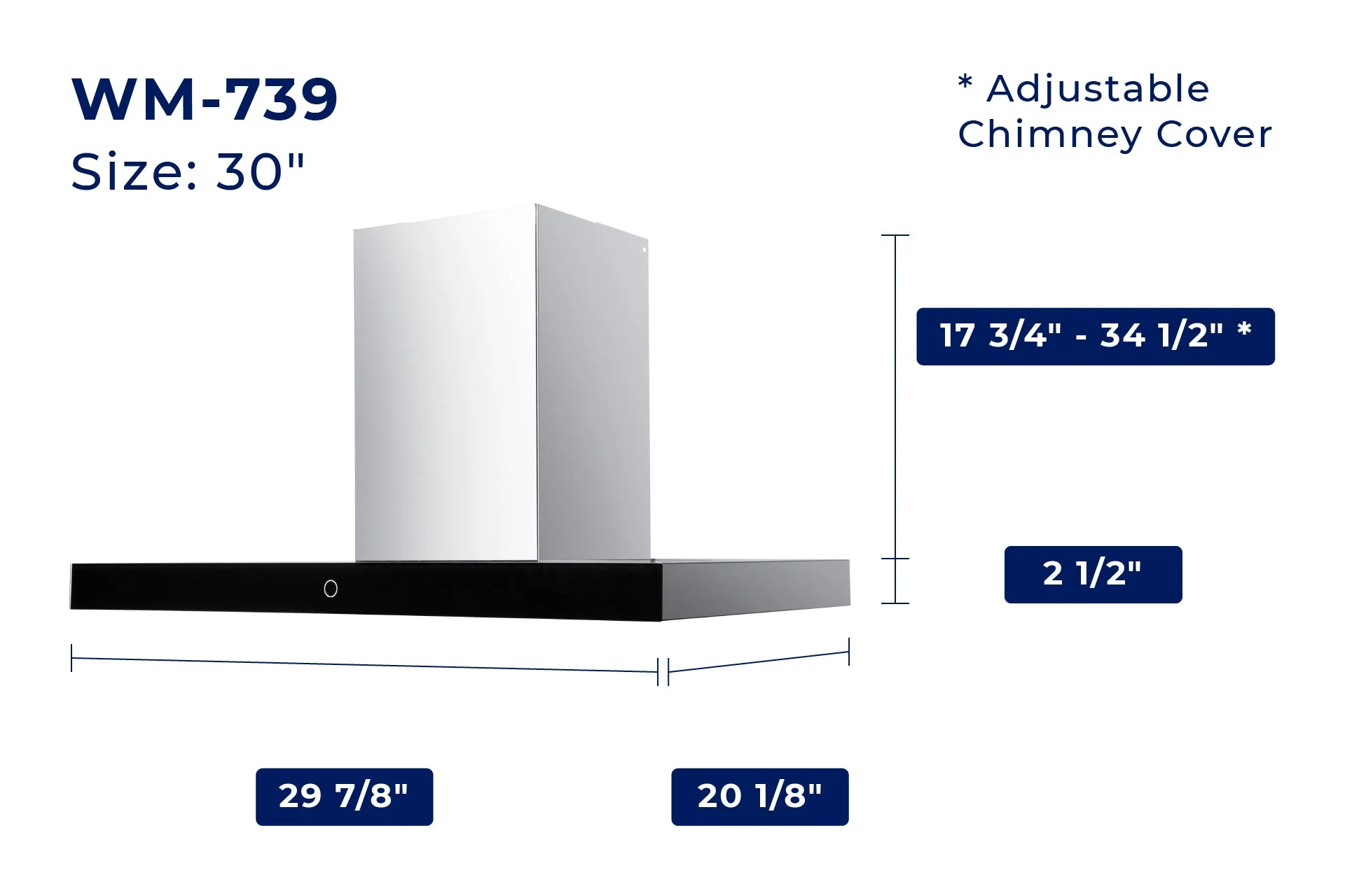 Hauslane Wall Mount Touch Control T-Shaped Range Hood with Stainless Steel Filters in Stainless Steel (WM-739SS) - Image 8