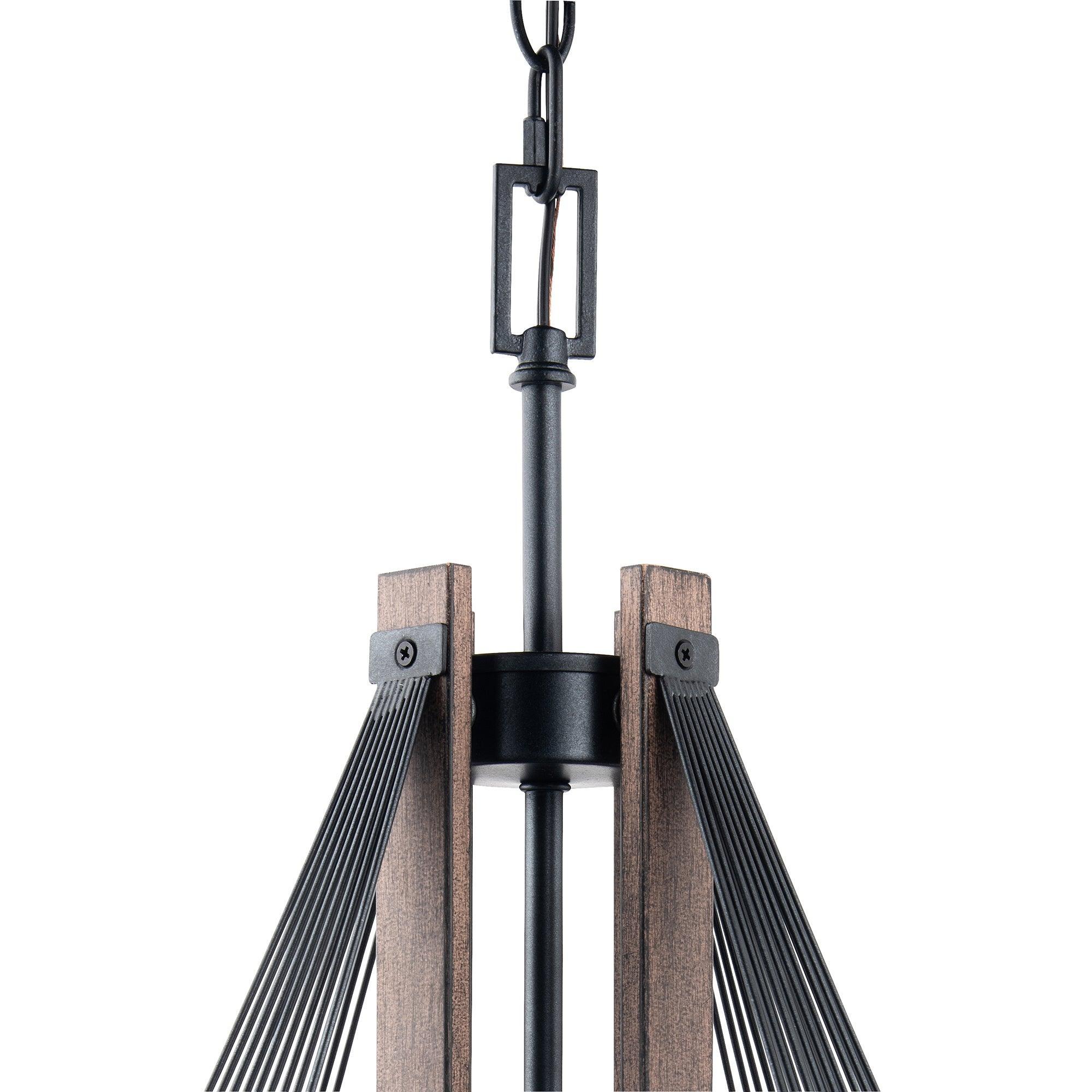 Parrot Uncle Zenith 4-Light Black & Wood Dimmable Island Pendant Light (ZE104BLK) - Image 3