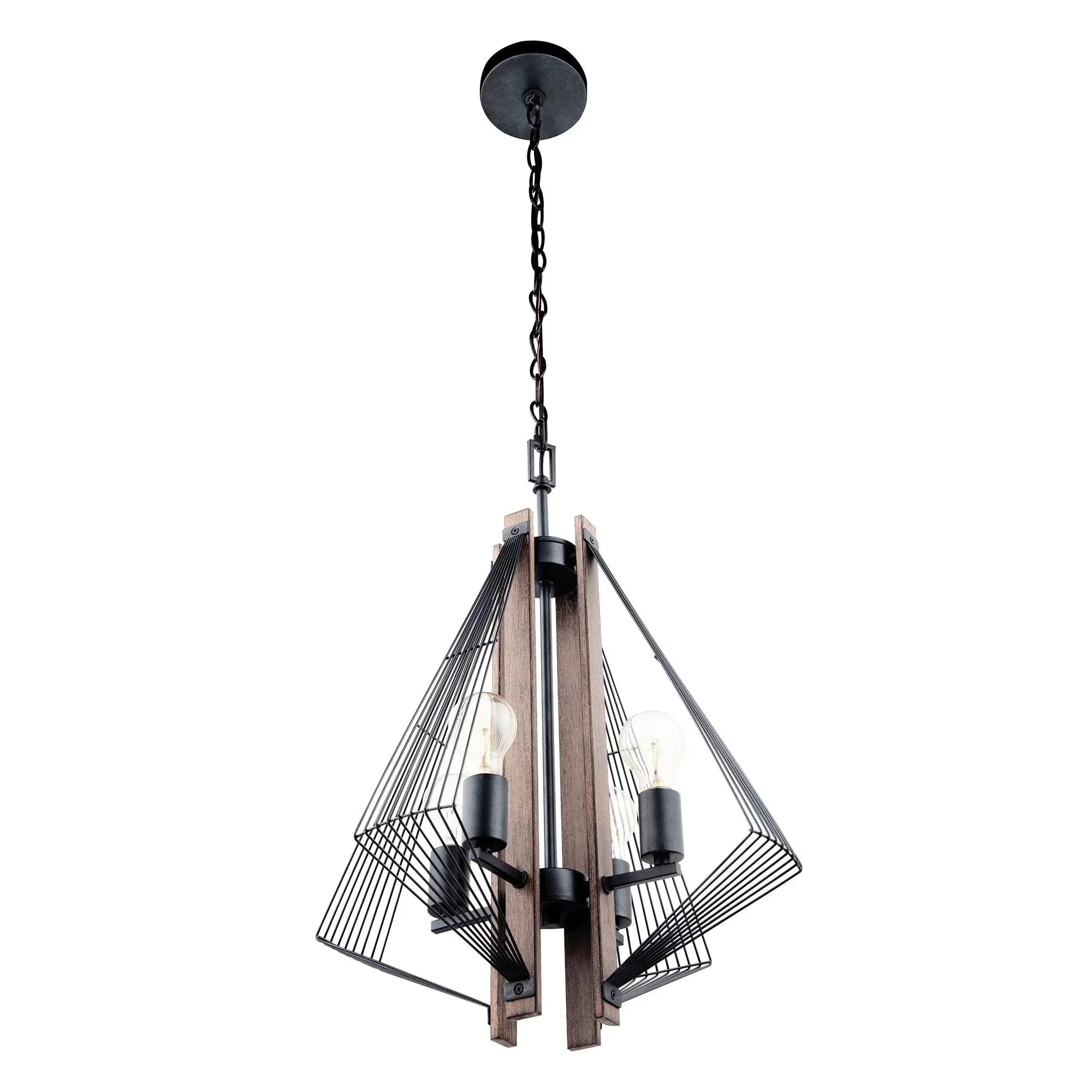 Parrot Uncle Zenith 4-Light Black & Wood Dimmable Island Pendant Light (ZE104BLK) - Image 8