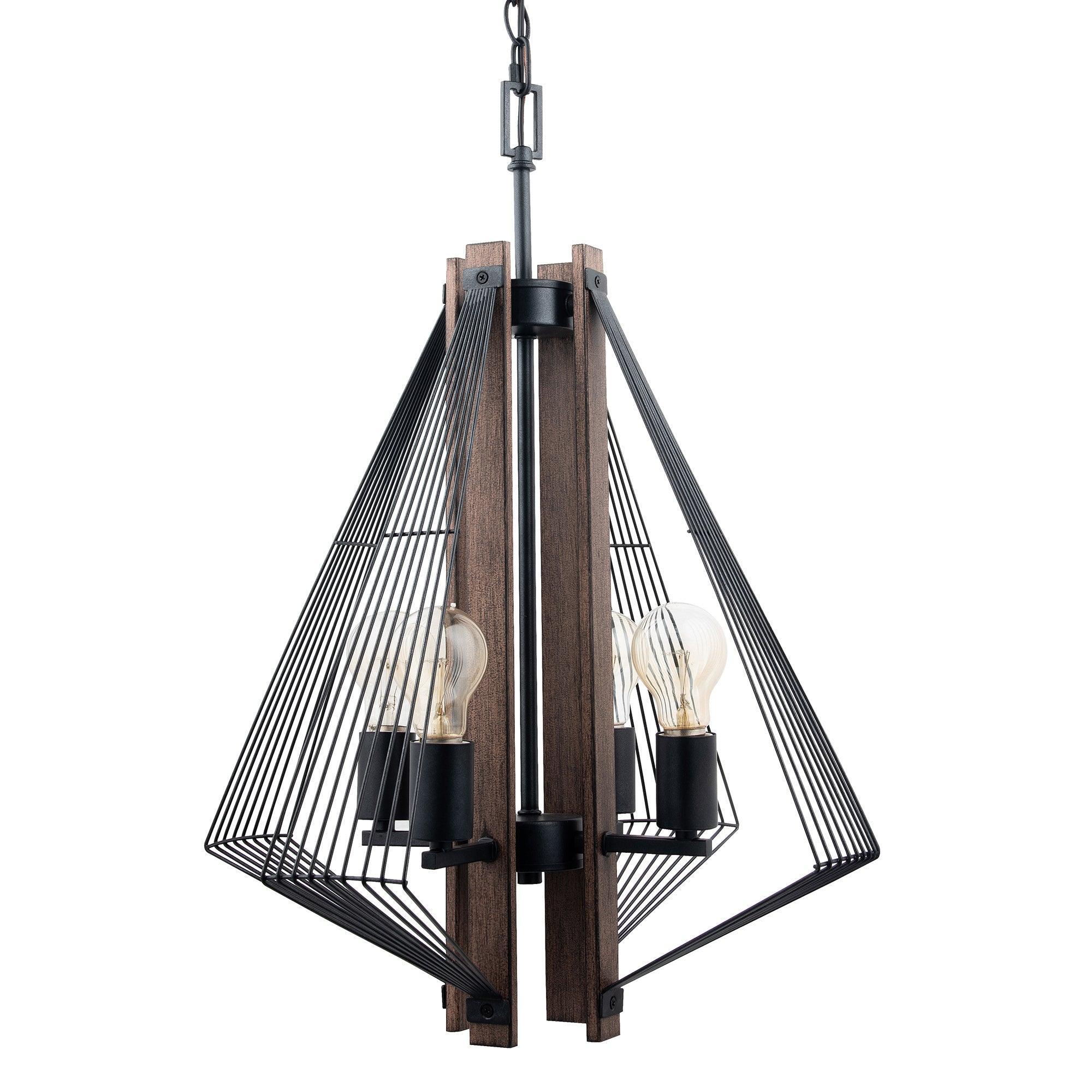 Parrot Uncle Zenith 4-Light Black & Wood Dimmable Island Pendant Light (ZE104BLK) - Image 9