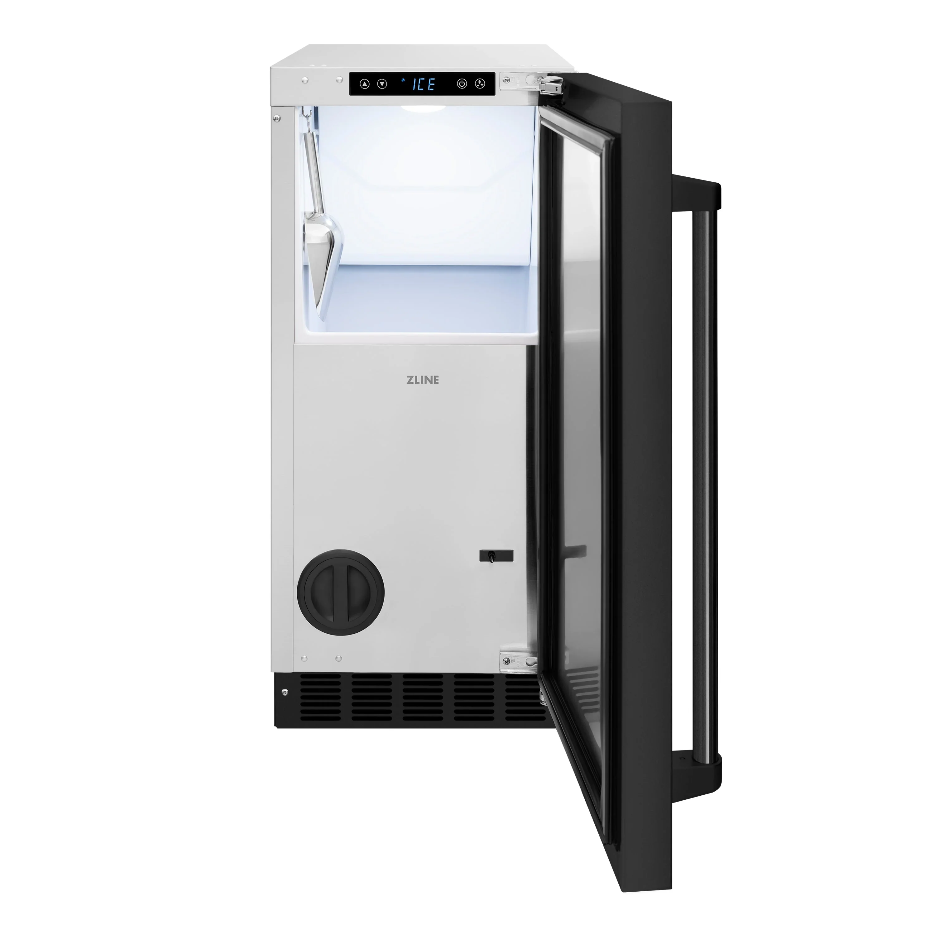 ZLINE 15-Inch Touchstone Clear Cube Ice Maker with Drain Pump in Black Stainless Steel (ICCD-BS-15) - Image 3