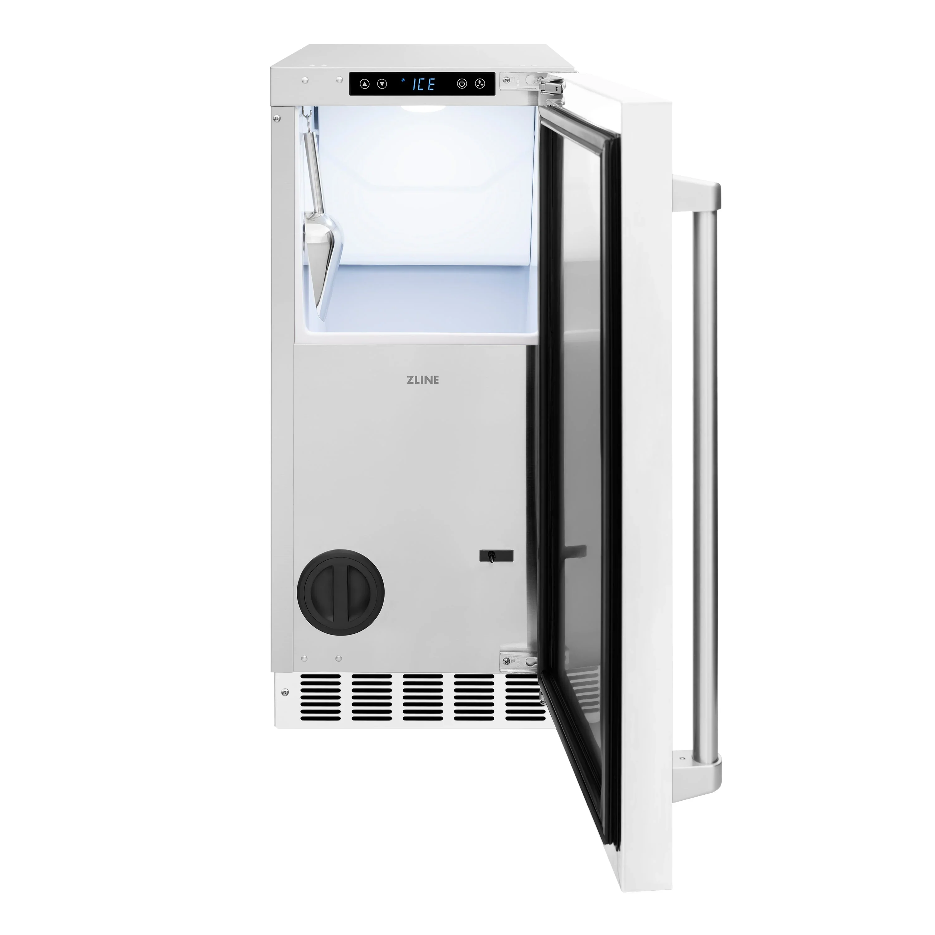 ZLINE 15-Inch Touchstone Clear Cube Ice Maker with Drain Pump in White Matte (ICCD-WM-15) - Image 3