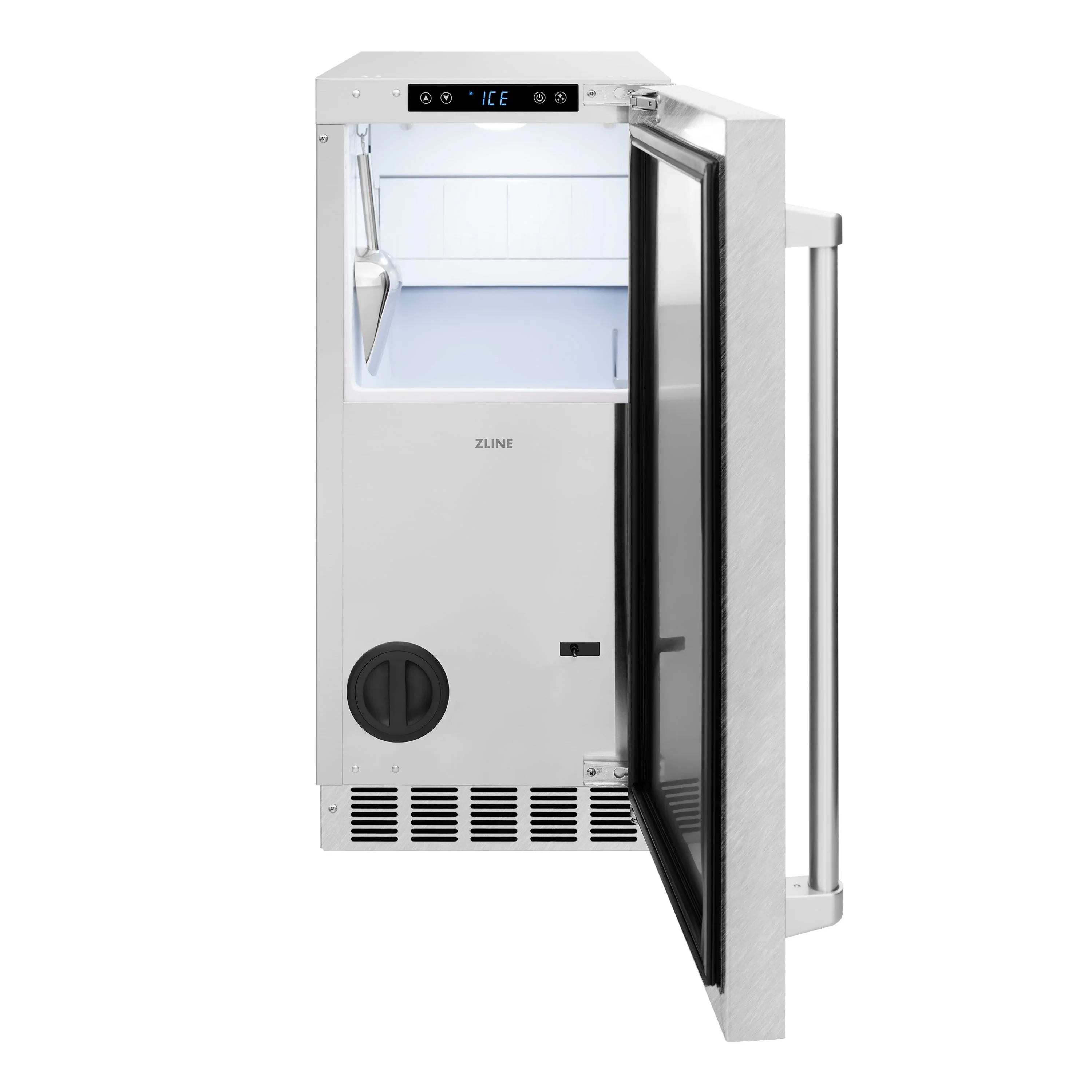 ZLINE 15-Inch Touchstone Gourmet Ice Maker with Drain Pump in Satin Stainless Steel (IGMD-SN-15) - Image 4