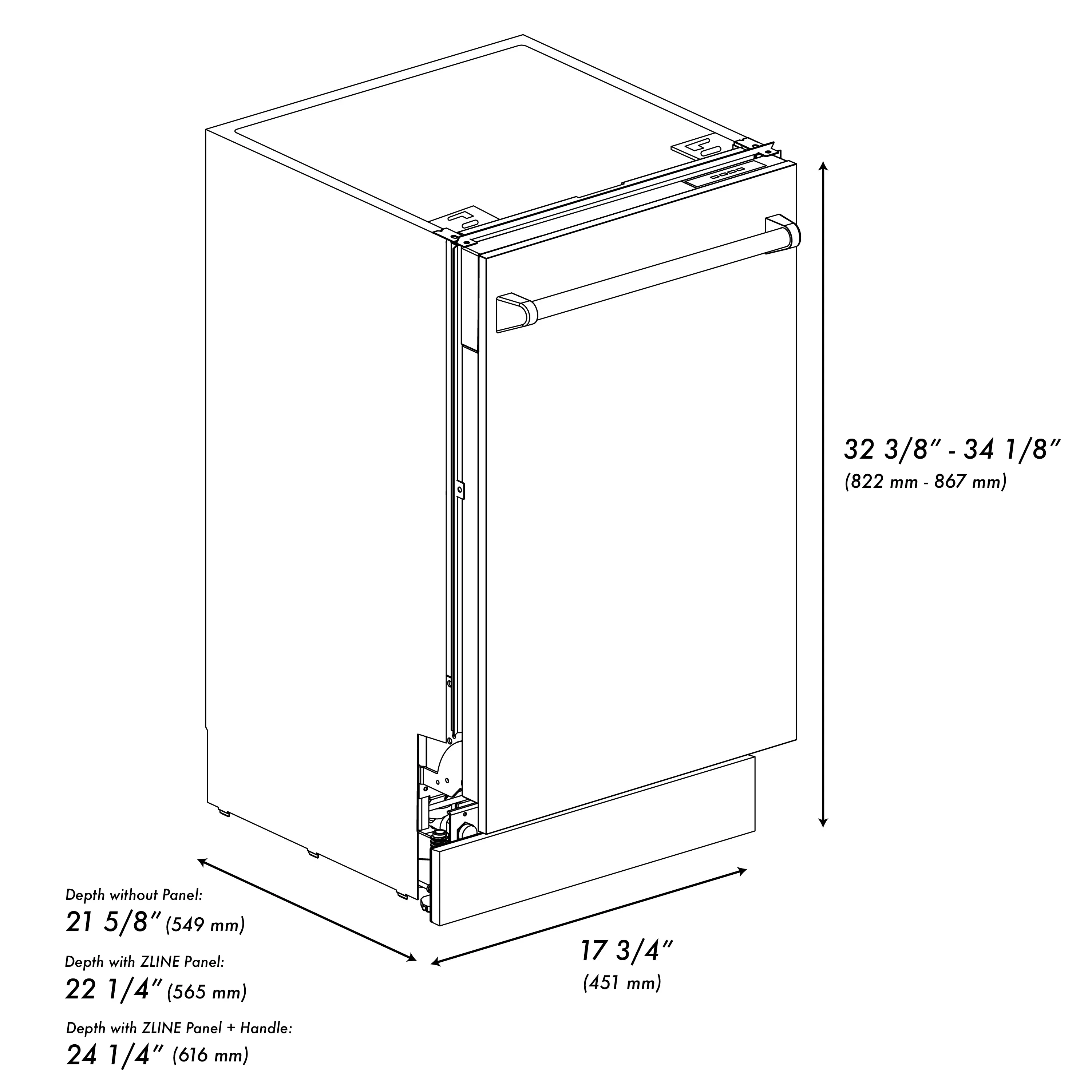 ZLINE 18 Tallac Series 3rd Rack Top Control Dishwasher in Unfinished Wood with Stainless Steel Tub, 51dBa (DWV-UF-18) - Image 12