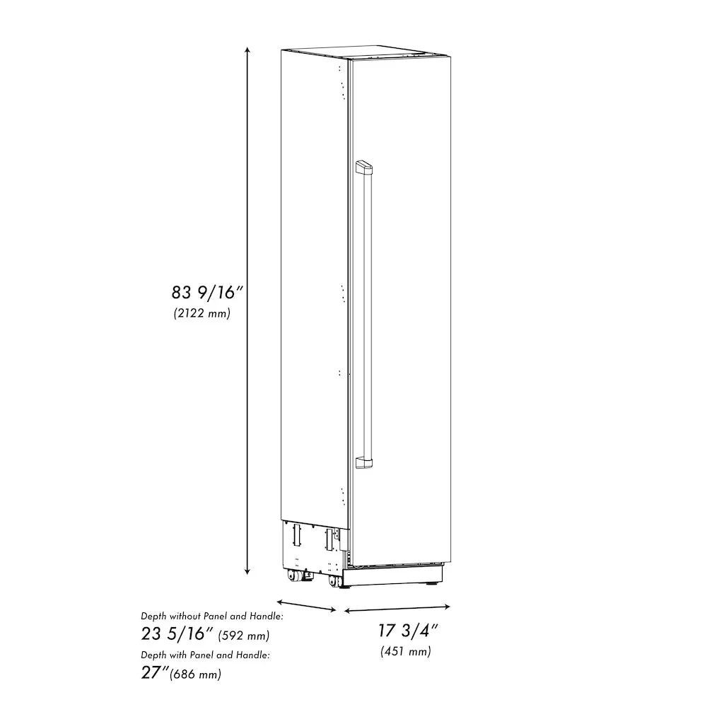 ZLINE 18-Inch 8.6 Cu. Ft. Right Hinge Column Freezer in Stainless Steel with Graphite Gray Interior (RCFVR-304-18) - Image 10