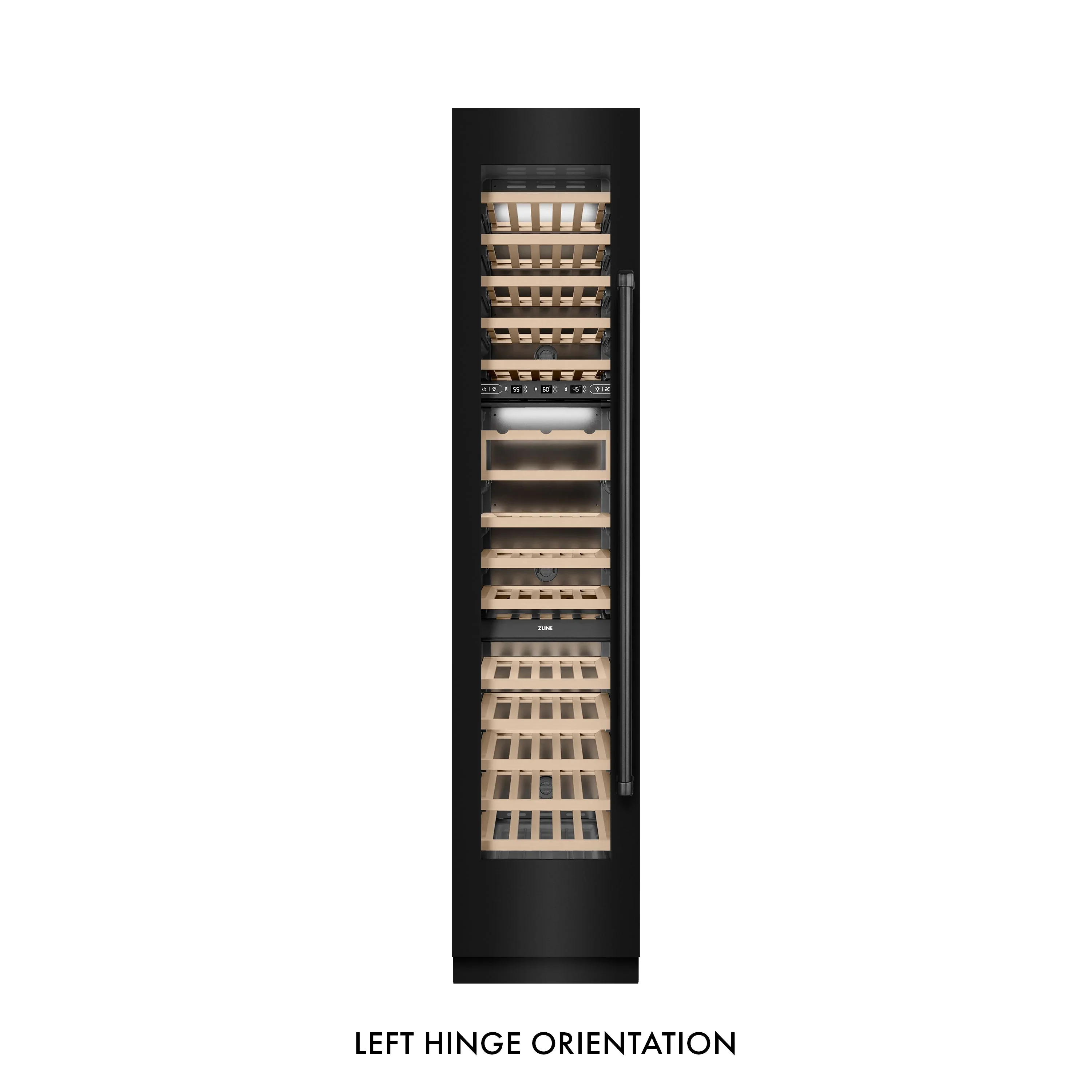 ZLINE 18-Inch 9.0 Cu. Ft. Triple Zone 68 Bottle Left Hinge Column Wine Cooler in Black Stainless Steel (RCWVL-BS-18) - Image 3