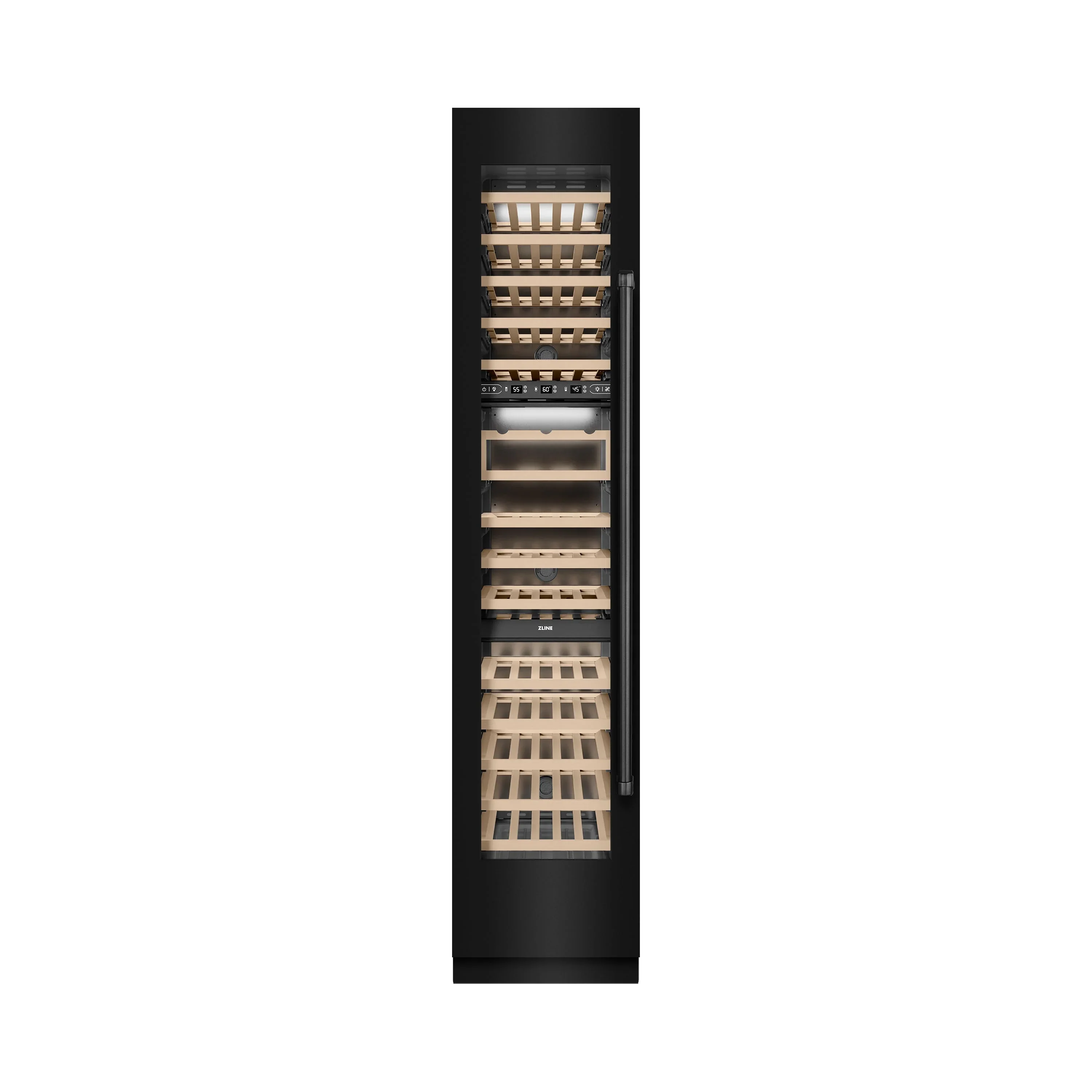 ZLINE 18-Inch 9.0 Cu. Ft. Triple Zone 68 Bottle Left Hinge Column Wine Cooler in Black Stainless Steel (RCWVL-BS-18) - Image 4