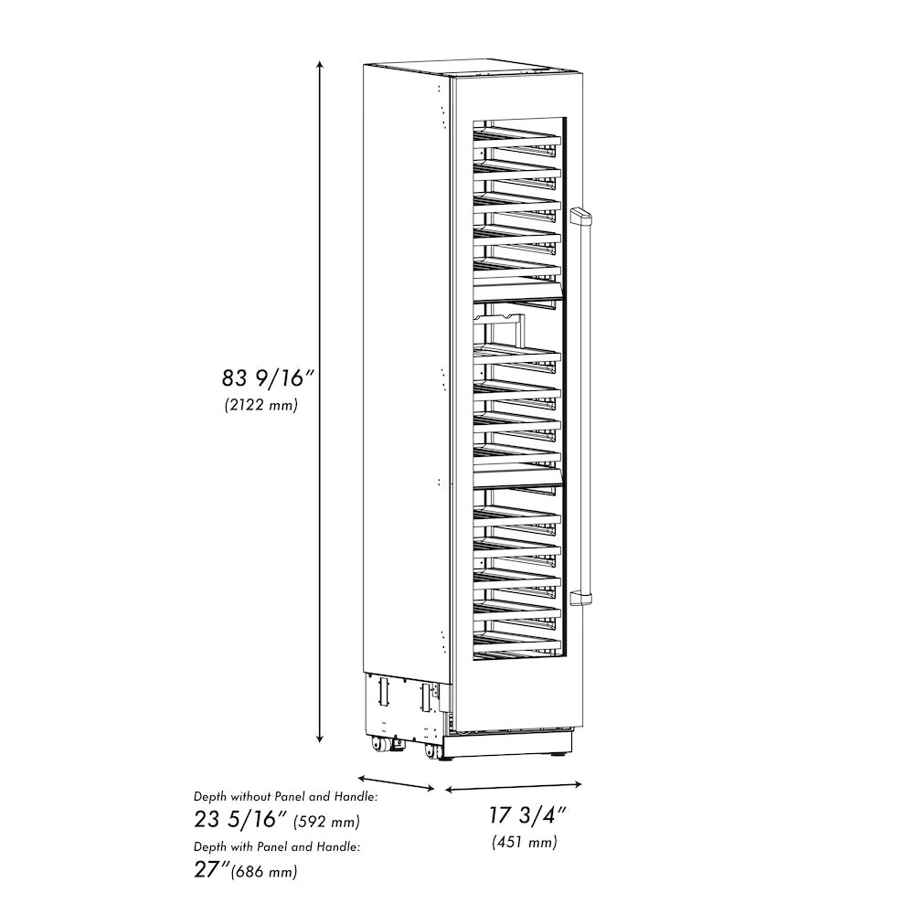 ZLINE 18-Inch 9.0 Cu. Ft. Triple Zone 68 Bottle Left Hinge Column Wine Cooler in Stainless Steel (RCWVL-304-18) - Image 12
