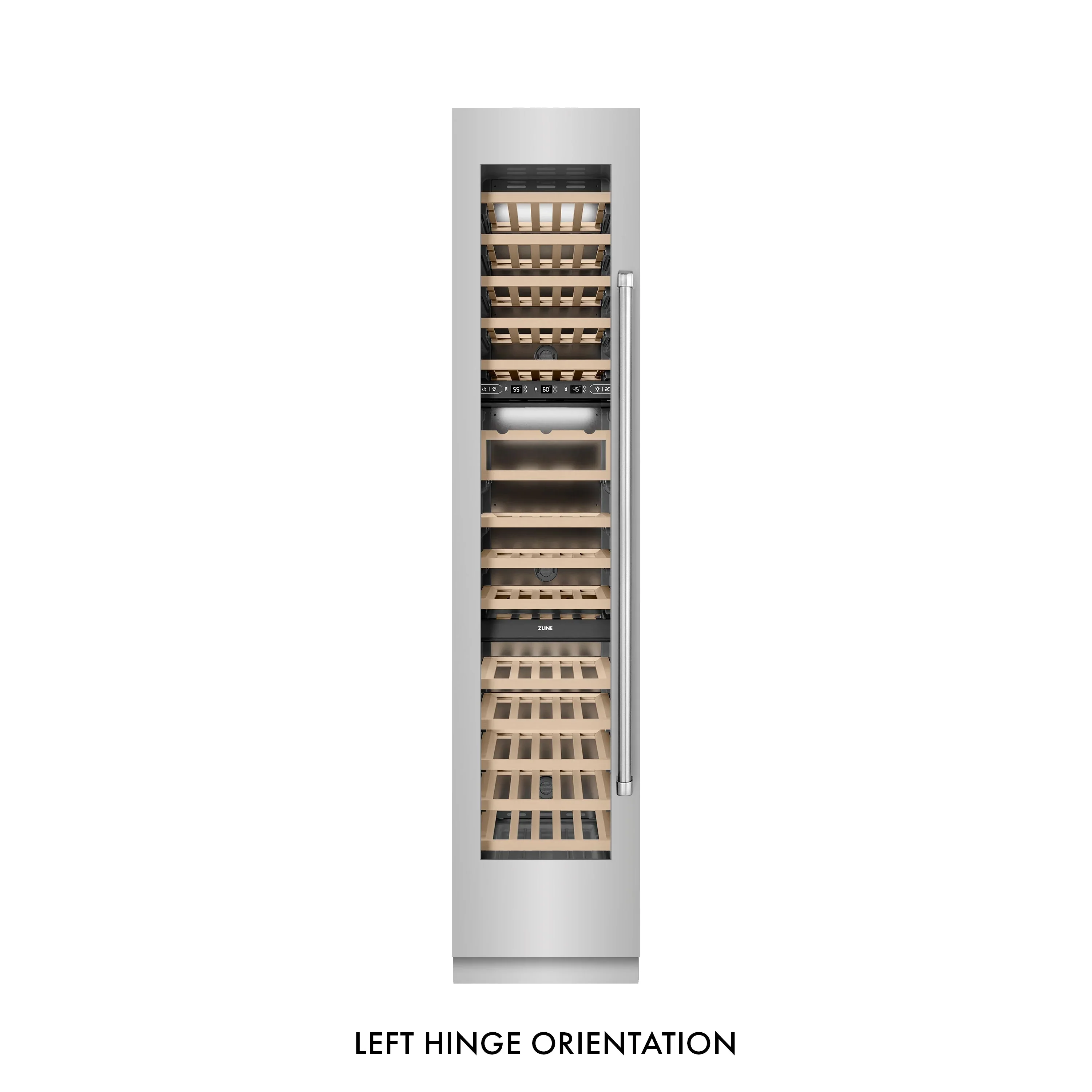 ZLINE 18-Inch 9.0 Cu. Ft. Triple Zone 68 Bottle Left Hinge Column Wine Cooler in Stainless Steel (RCWVL-304-18) - Image 4