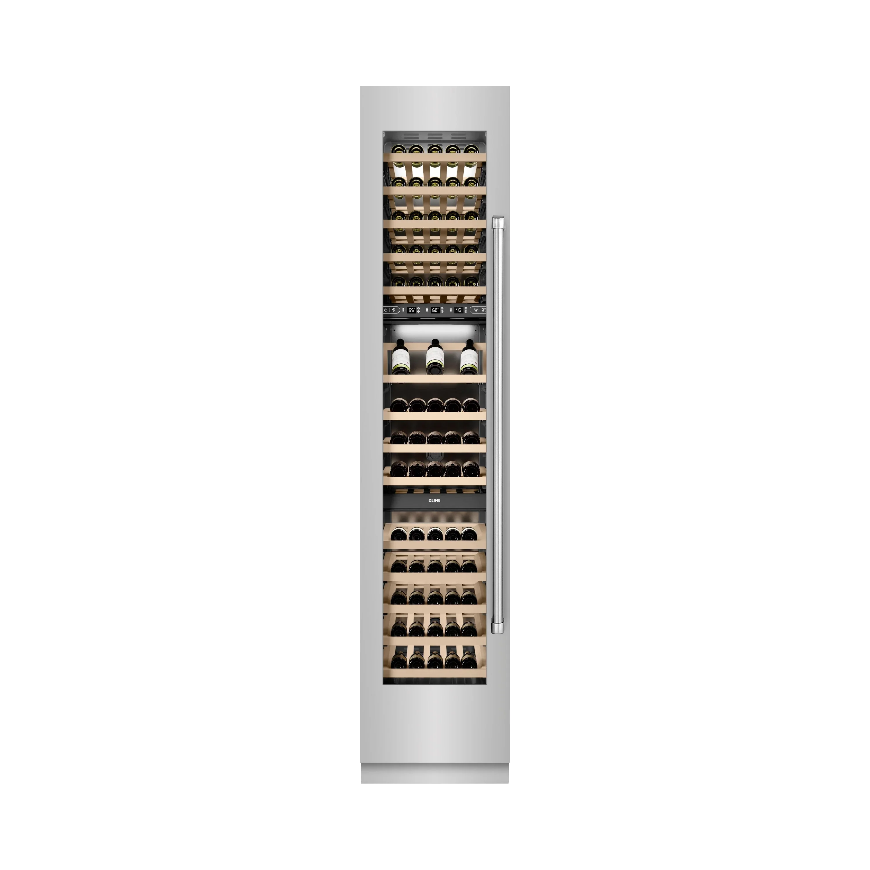 ZLINE 18-Inch 9.0 Cu. Ft. Triple Zone 68 Bottle Left Hinge Column Wine Cooler in Stainless Steel (RCWVL-304-18) - Image 5