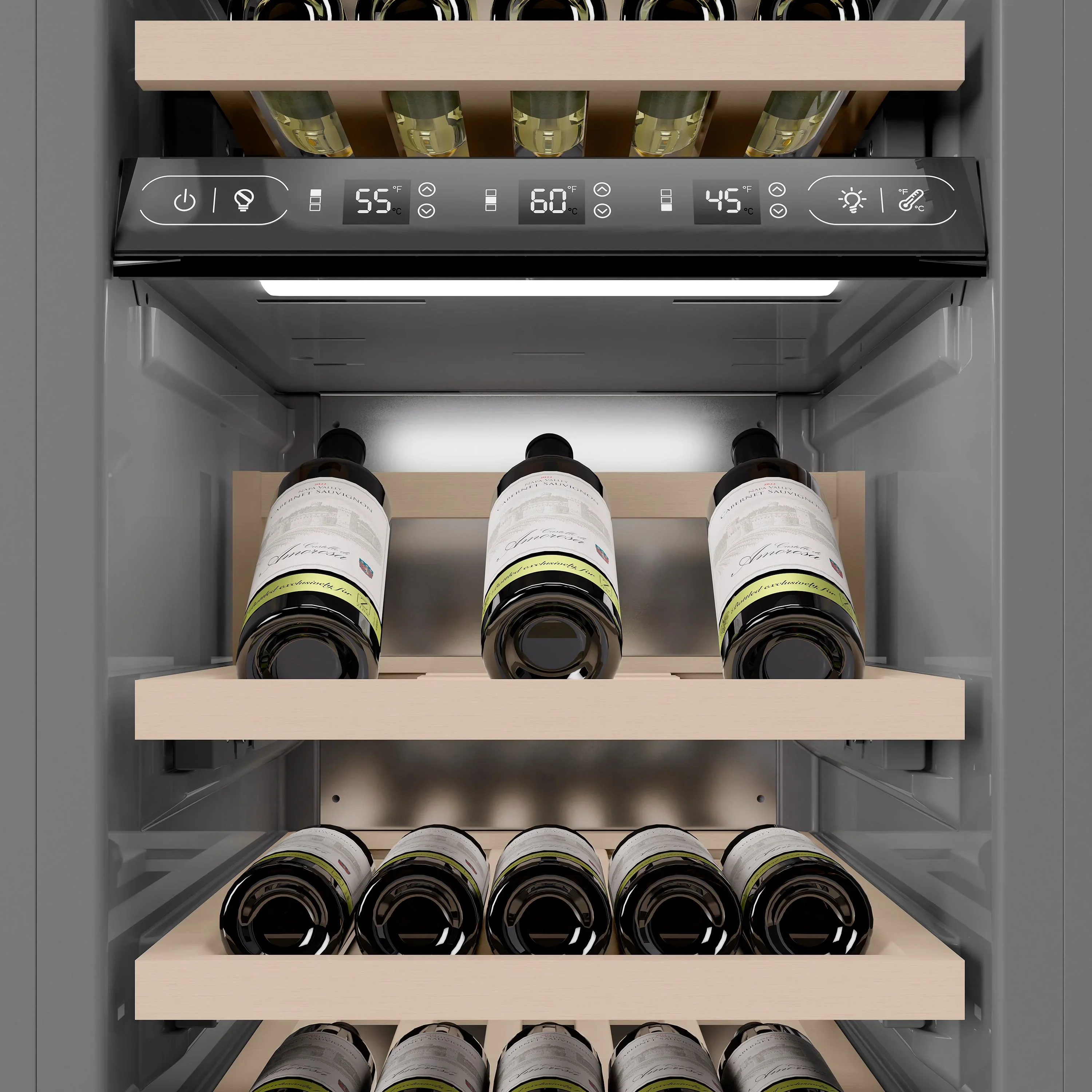 ZLINE 18-Inch 9.0 Cu. Ft. Triple Zone 68 Bottle Left Hinge Column Wine Cooler in Stainless Steel (RCWVL-304-18) - Image 6
