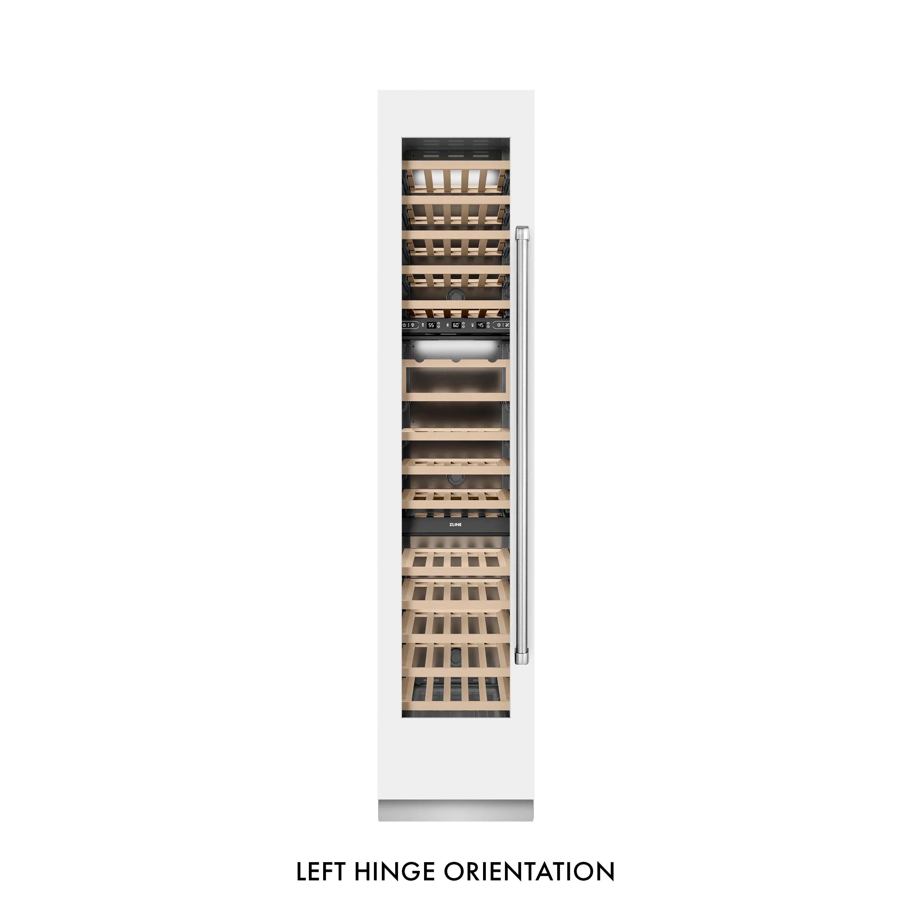 ZLINE 18-Inch 9.0 Cu. Ft. Triple Zone 68 Bottle Left Hinge Column Wine Cooler in White Matte (RCWVL-WM-18) - Image 4