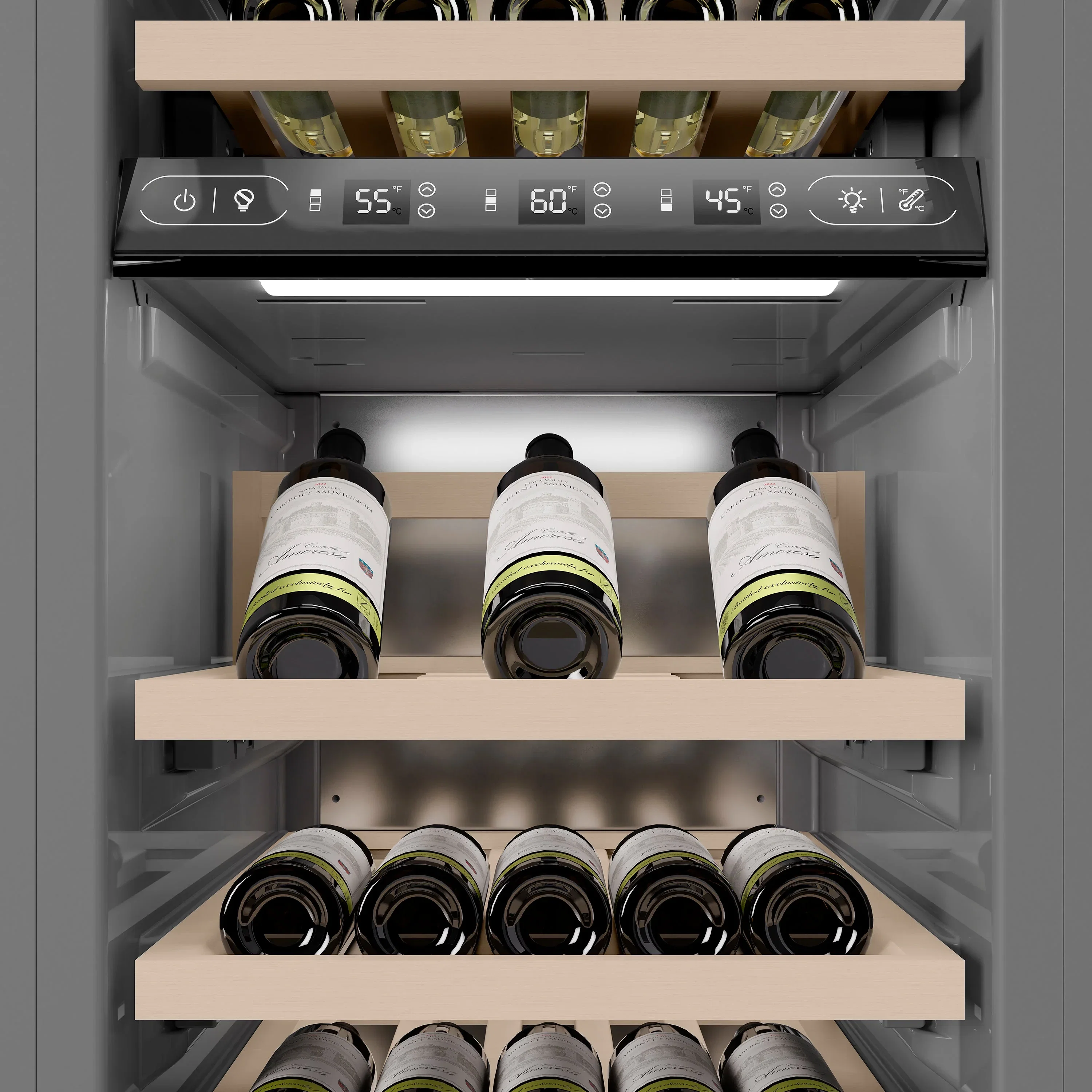 ZLINE 18-Inch 9.0 Cu. Ft. Triple Zone 68 Bottle Left Hinge Column Wine Cooler in White Matte (RCWVL-WM-18) - Image 6