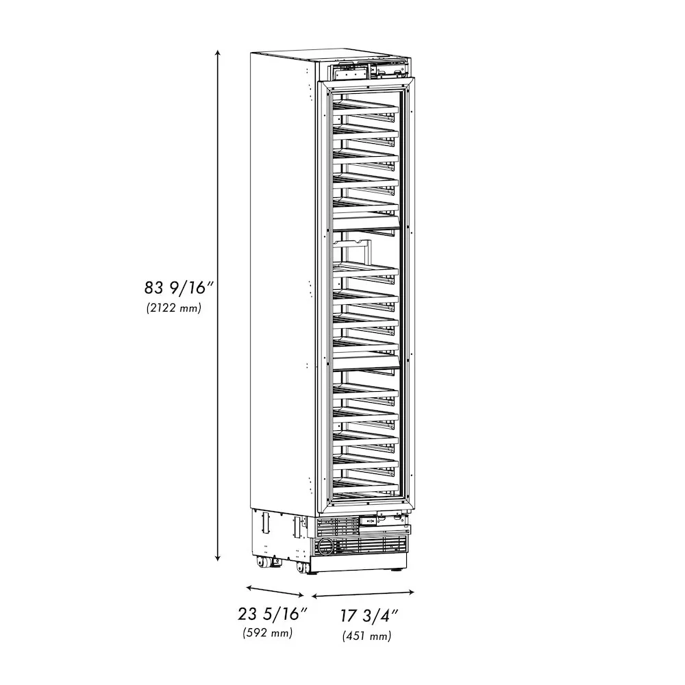 ZLINE 18-Inch 9.0 Cu. Ft. Triple Zone 68 Bottle Panel Ready Right Hinge Column Wine Cooler (RBCWVR-18) - Image 11