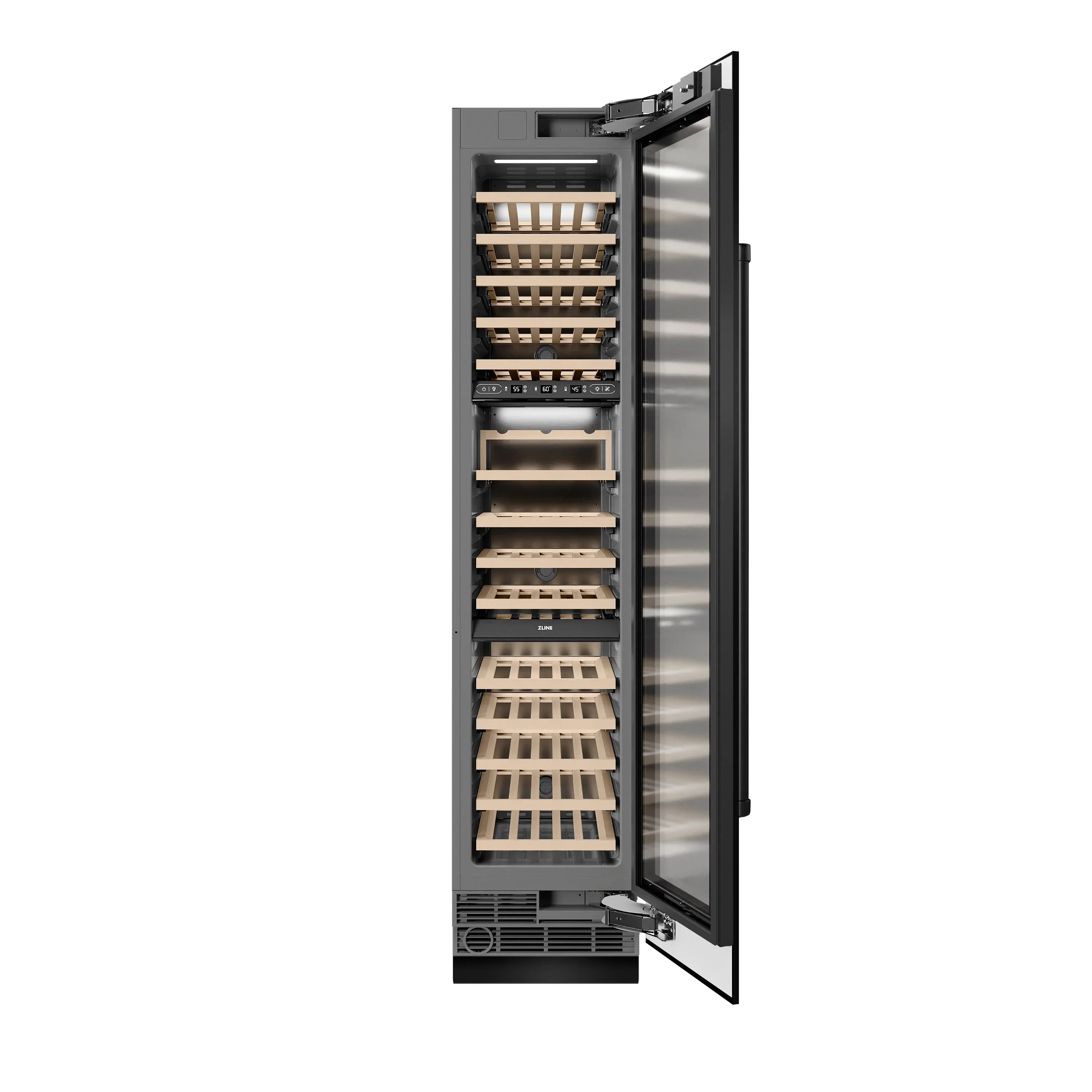 ZLINE 18-Inch 9.0 Cu. Ft. Triple Zone 68 Bottle Right Hinge Column Wine Cooler in Black Stainless Steel (RCWVR-BS-18) - Image 3