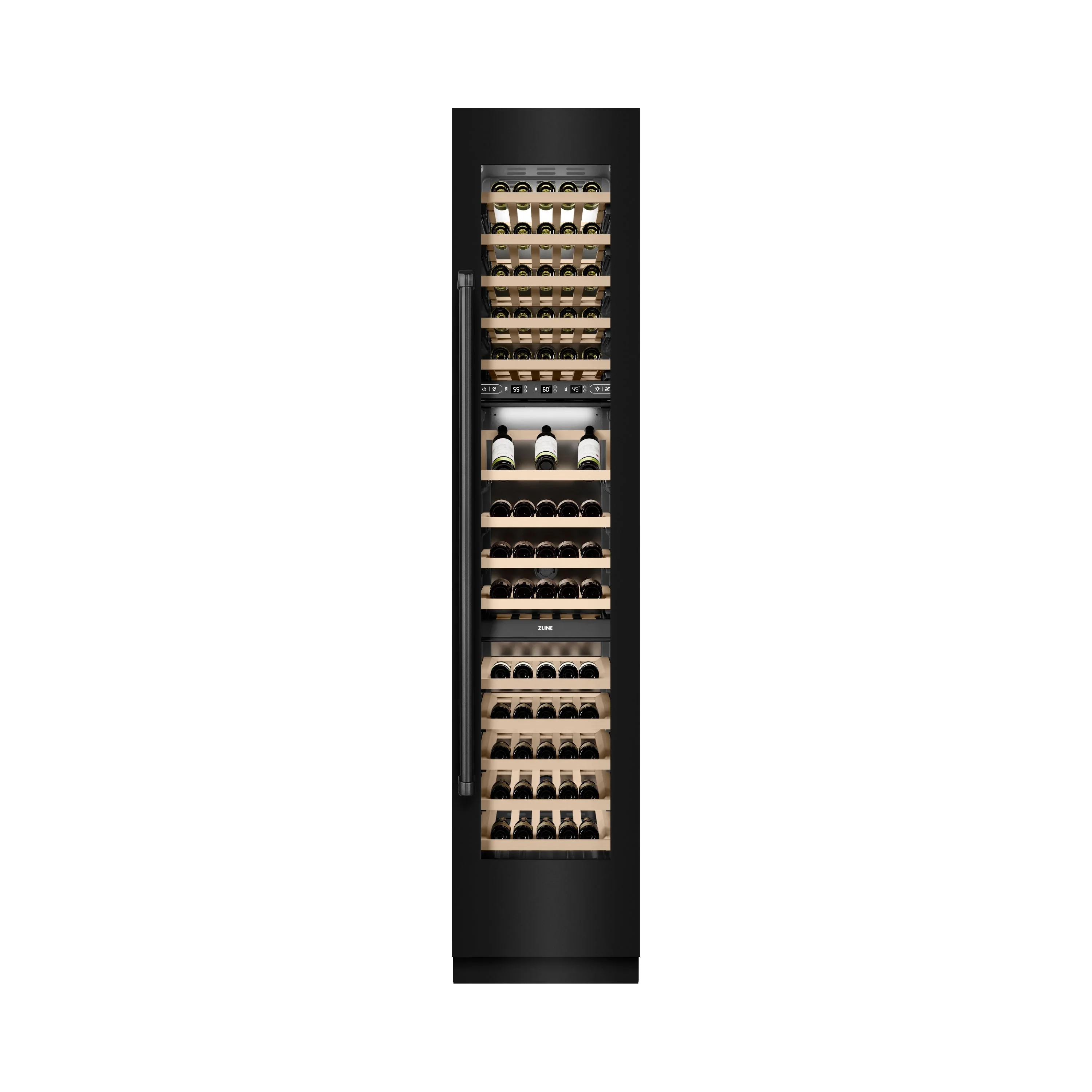 ZLINE 18-Inch 9.0 Cu. Ft. Triple Zone 68 Bottle Right Hinge Column Wine Cooler in Black Stainless Steel (RCWVR-BS-18) - Image 4