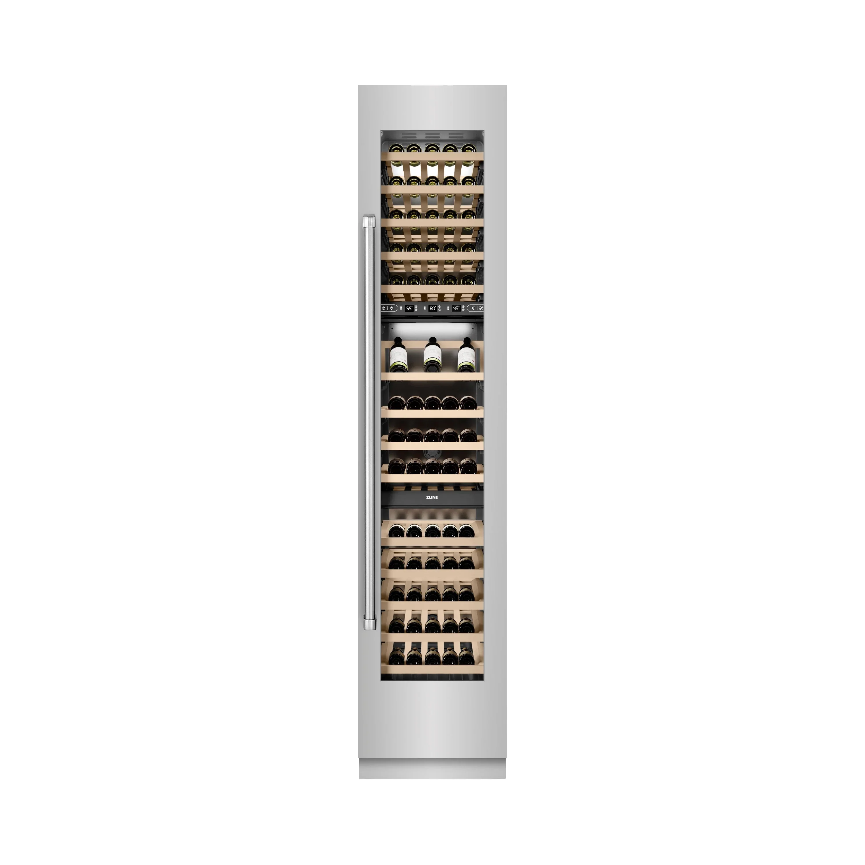 ZLINE 18-Inch 9.0 Cu. Ft. Triple Zone 68 Bottle Right Hinge Column Wine Cooler in Stainless Steel (RCWVR-304-18) - Image 5