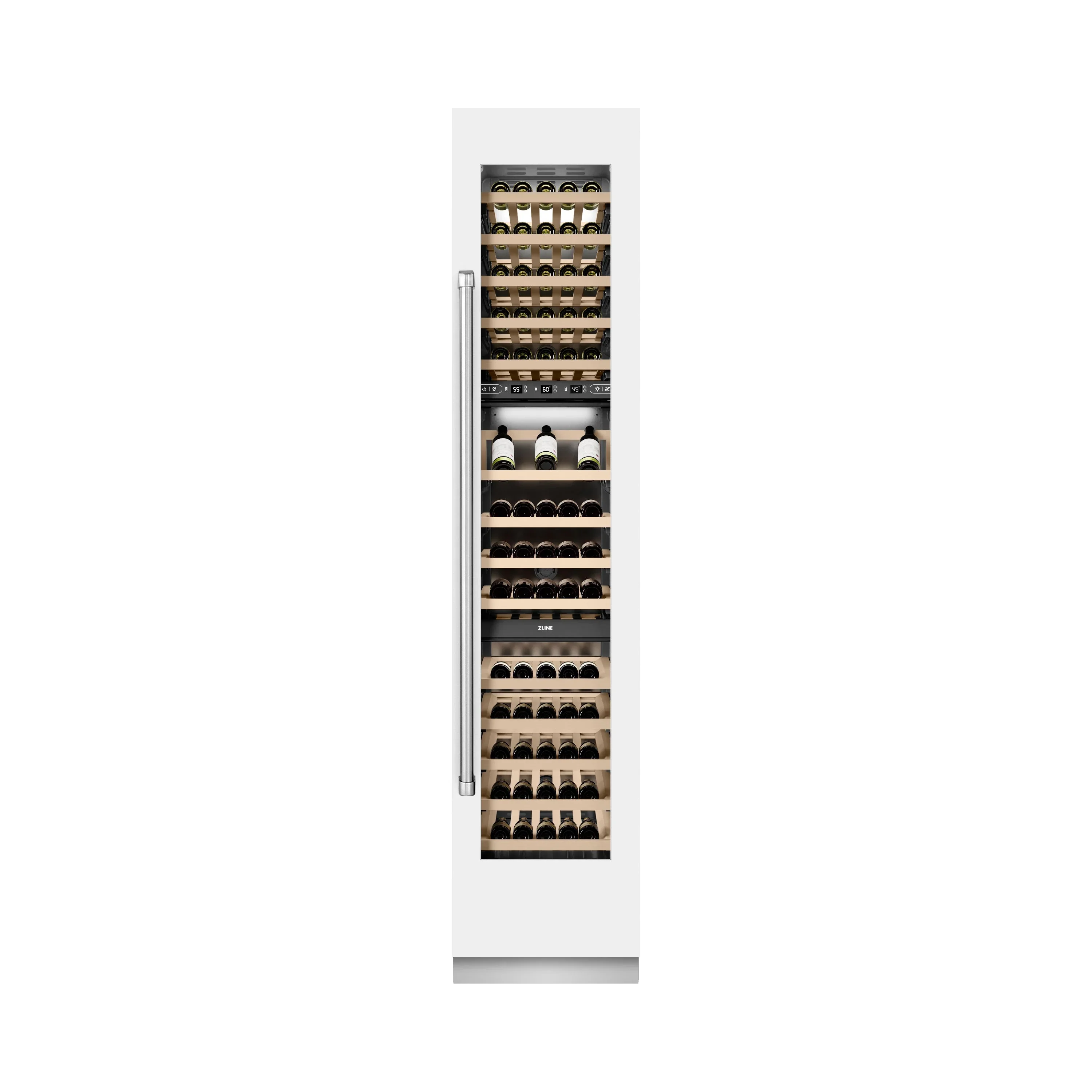 ZLINE 18-Inch 9.0 Cu. Ft. Triple Zone 68 Bottle Right Hinge Column Wine Cooler in White Matte (RCWVR-WM-18) - Image 4