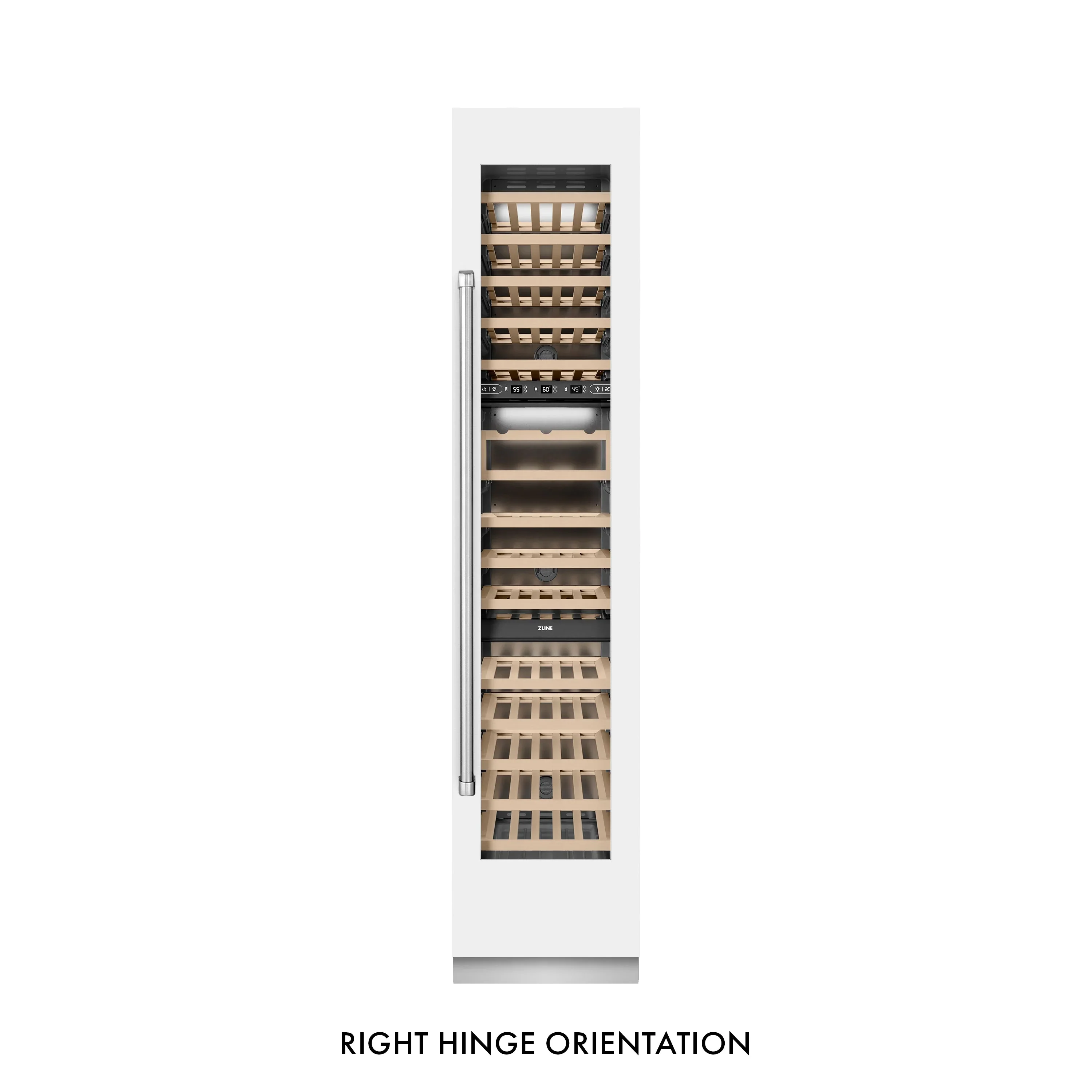 ZLINE 18-Inch 9.0 Cu. Ft. Triple Zone 68 Bottle Right Hinge Column Wine Cooler in White Matte (RCWVR-WM-18) - Image 5