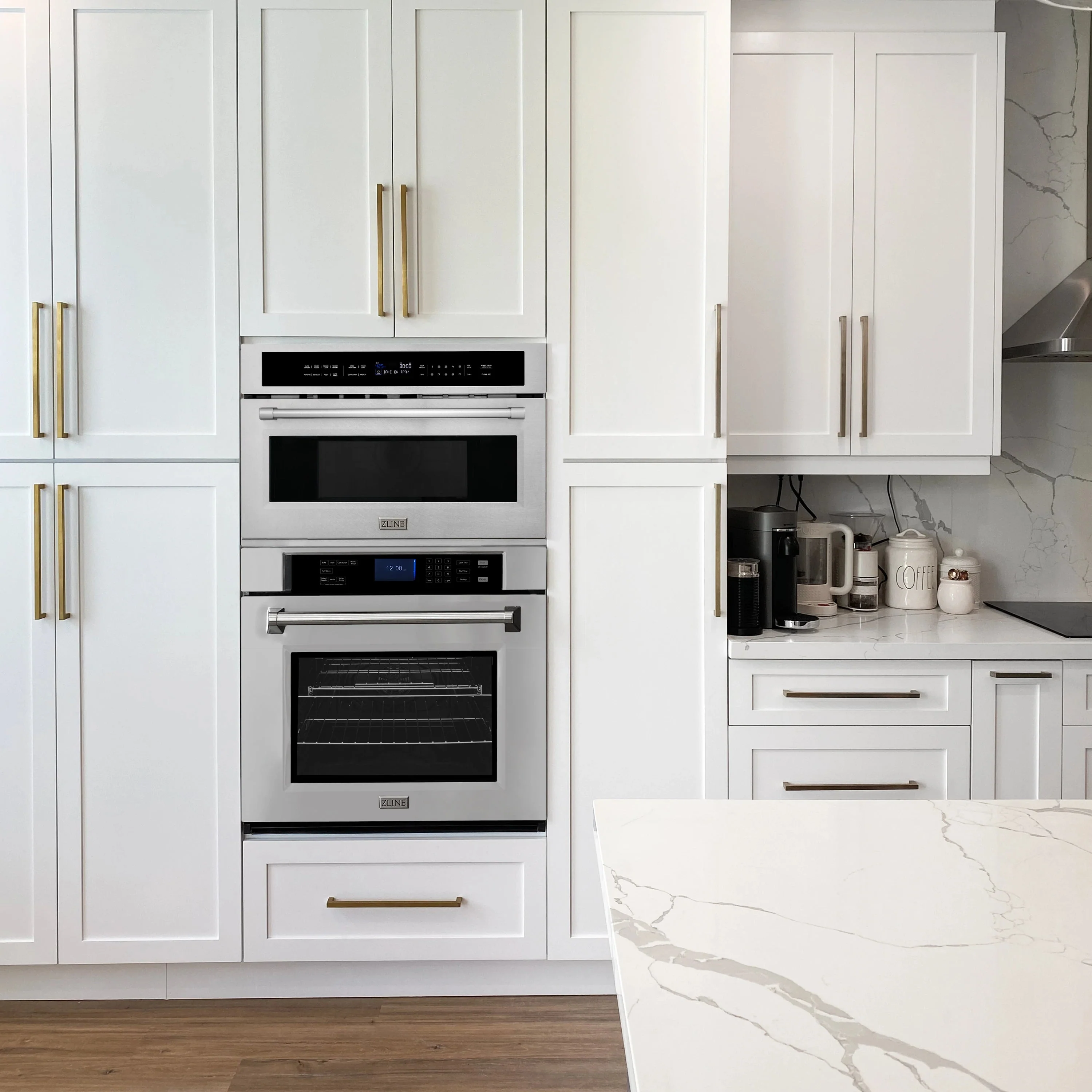 ZLINE 2-Piece Appliance Package - 30-Inch Electric Wall Oven with Self-Clean & 30-Inch Build-In Microwave Oven in Satin Stainless Steel - Image 2