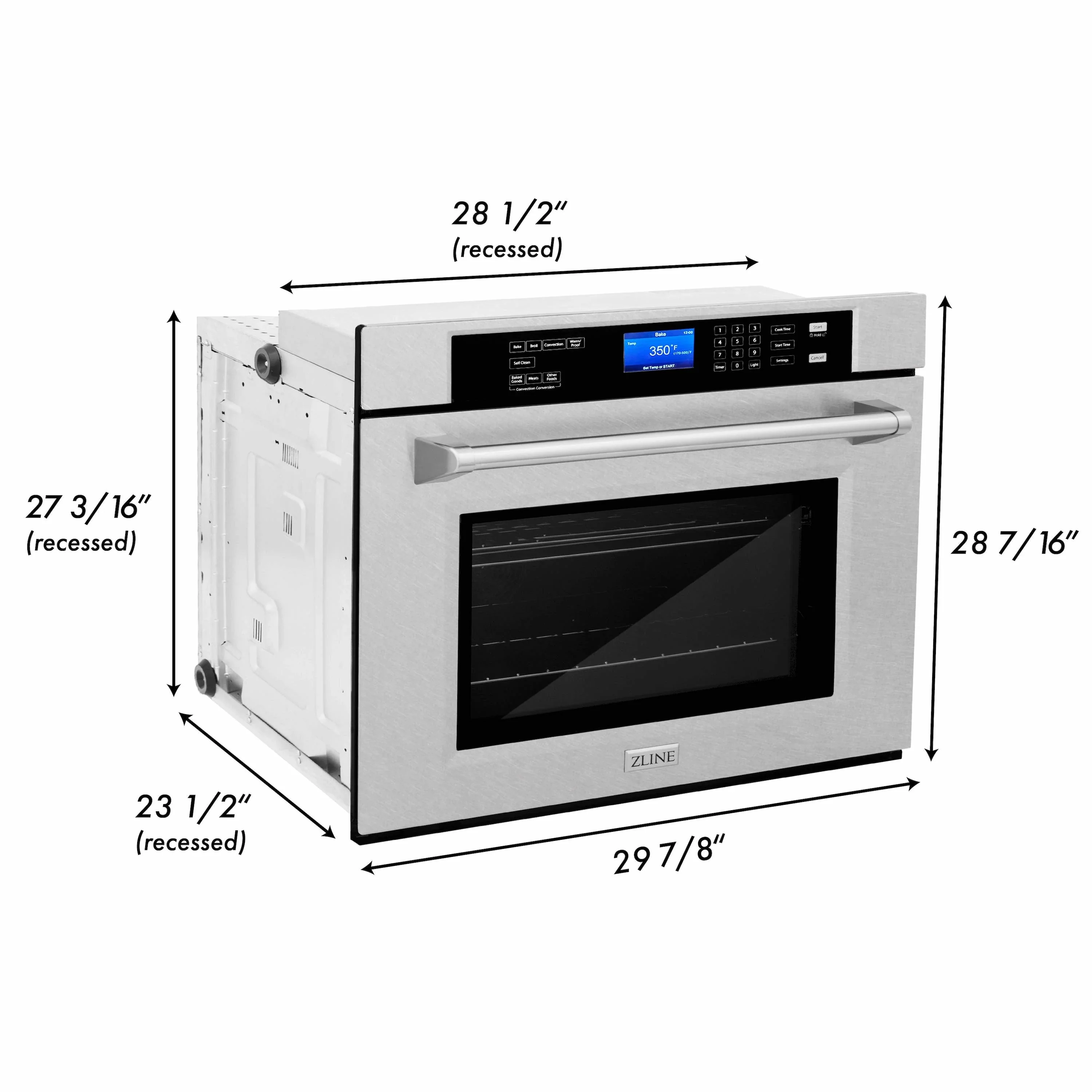 ZLINE 2-Piece Appliance Package - 30-Inch Electric Wall Oven with Self-Clean & 30-Inch Build-In Microwave Oven in Satin Stainless Steel - Image 9