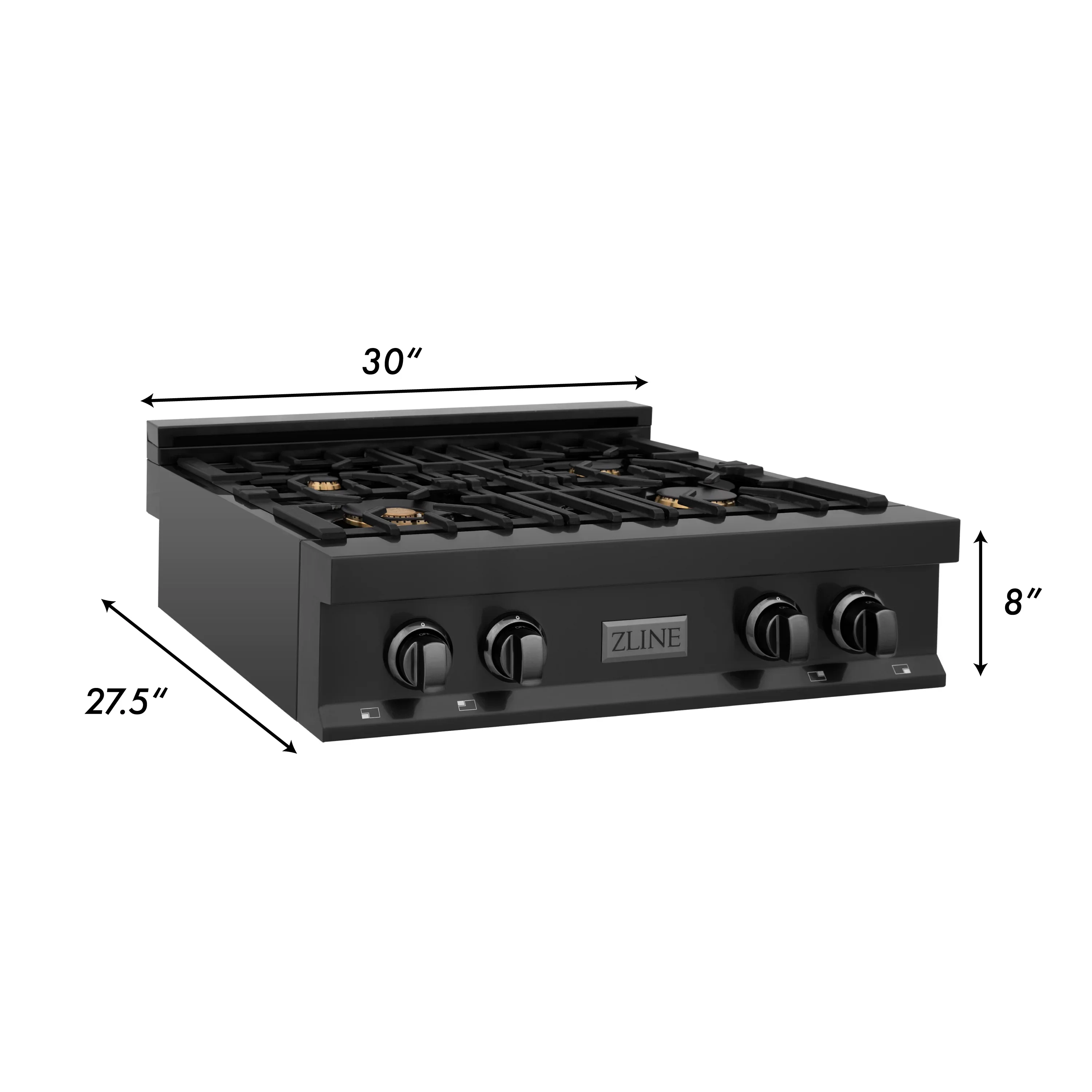 ZLINE 2-Piece Appliance Package - 30-Inch Rangetop and Over-the-Range Microwave with Modern Handle in Black Stainless Steel (2KP-RTBOTR30) - Image 11