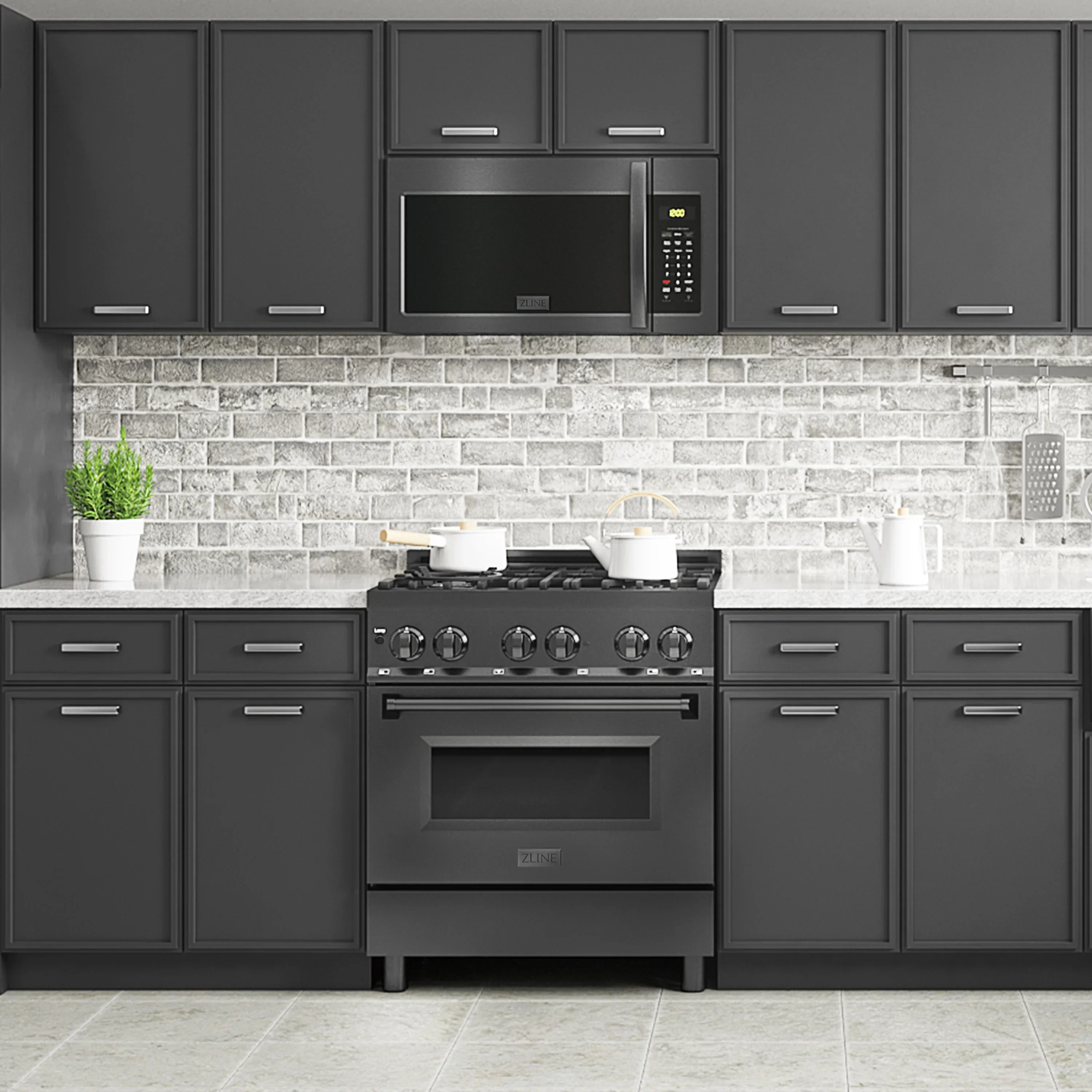 ZLINE 2-Piece Appliance Package - 30-Inch Rangetop and Over-the-Range Microwave with Modern Handle in Black Stainless Steel (2KP-RTBOTR30) - Image 14