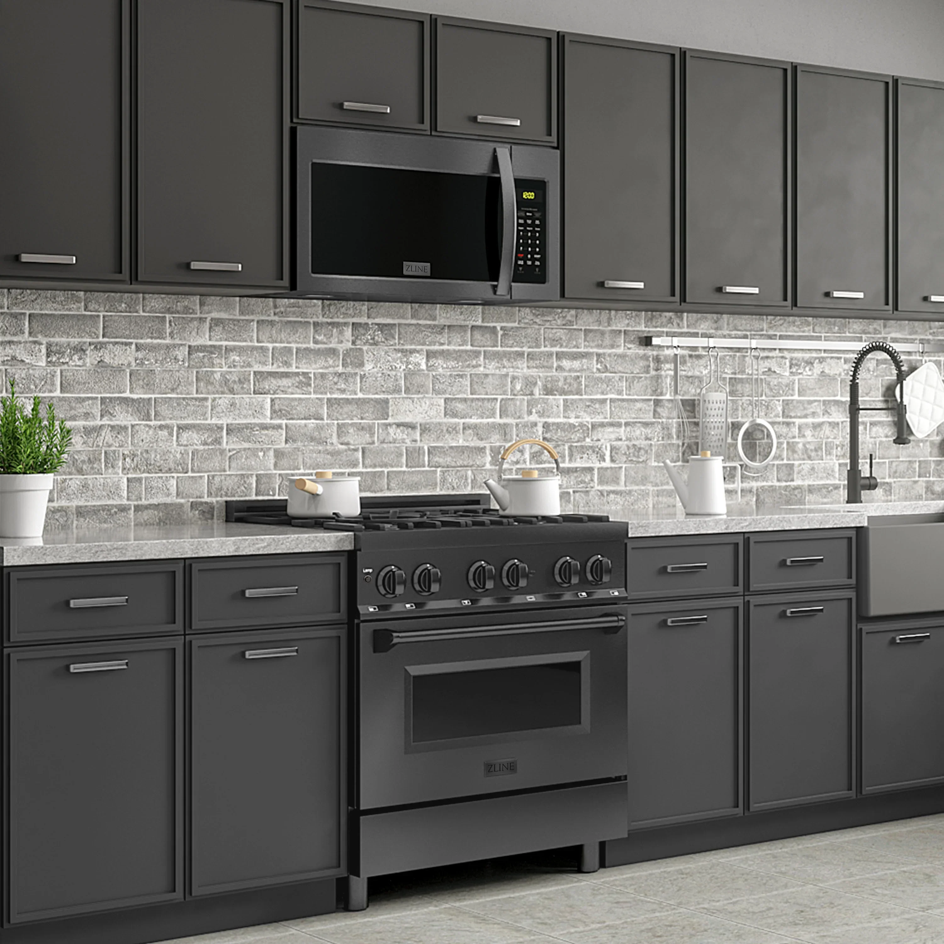 ZLINE 2-Piece Appliance Package - 30-Inch Rangetop and Over-the-Range Microwave with Modern Handle in Black Stainless Steel (2KP-RTBOTR30) - Image 23