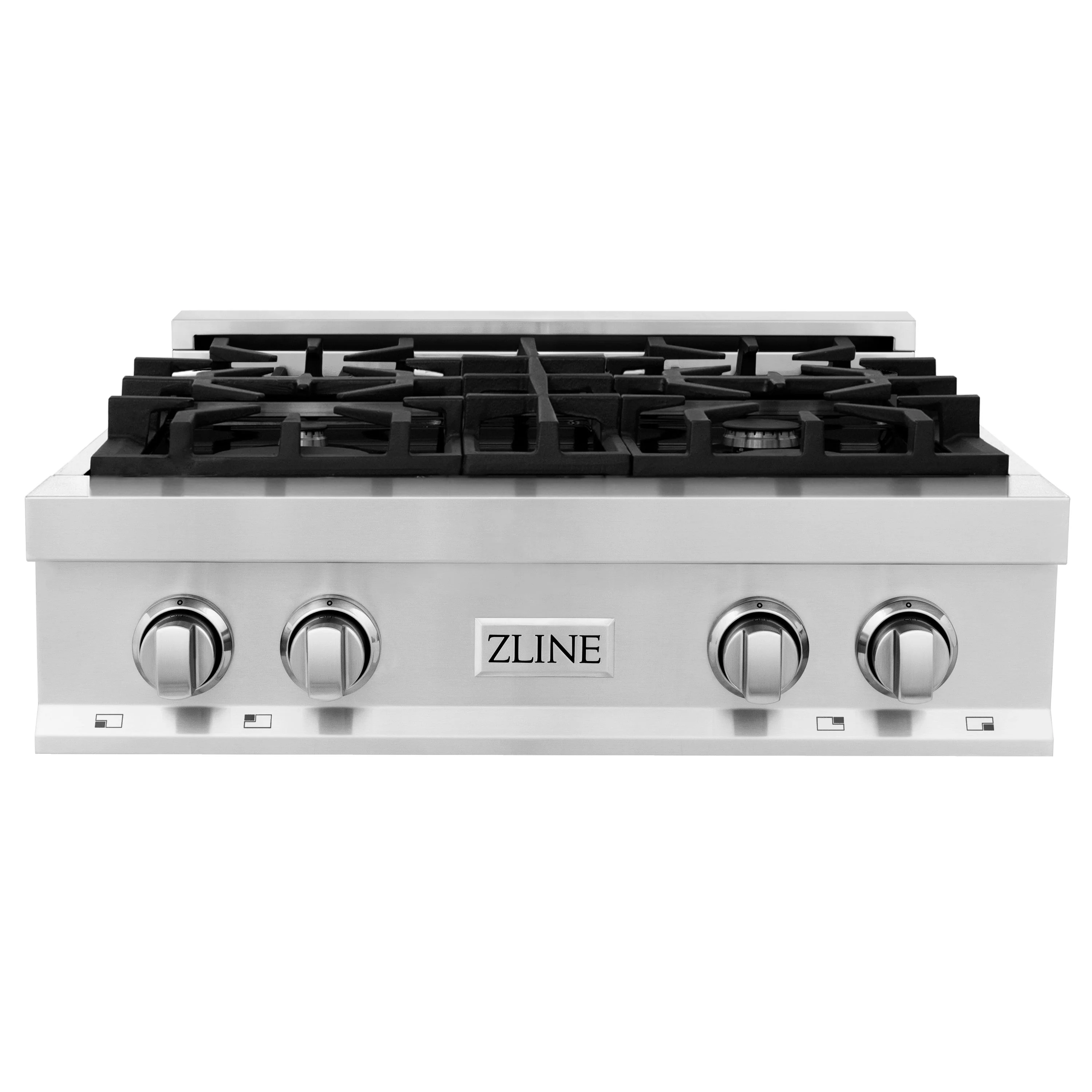 ZLINE 2-Piece Appliance Package - 30-Inch Rangetop and Over-the-Range Microwave with Modern Handle in Stainless Steel (2KP-RTOTR30) - Image 2