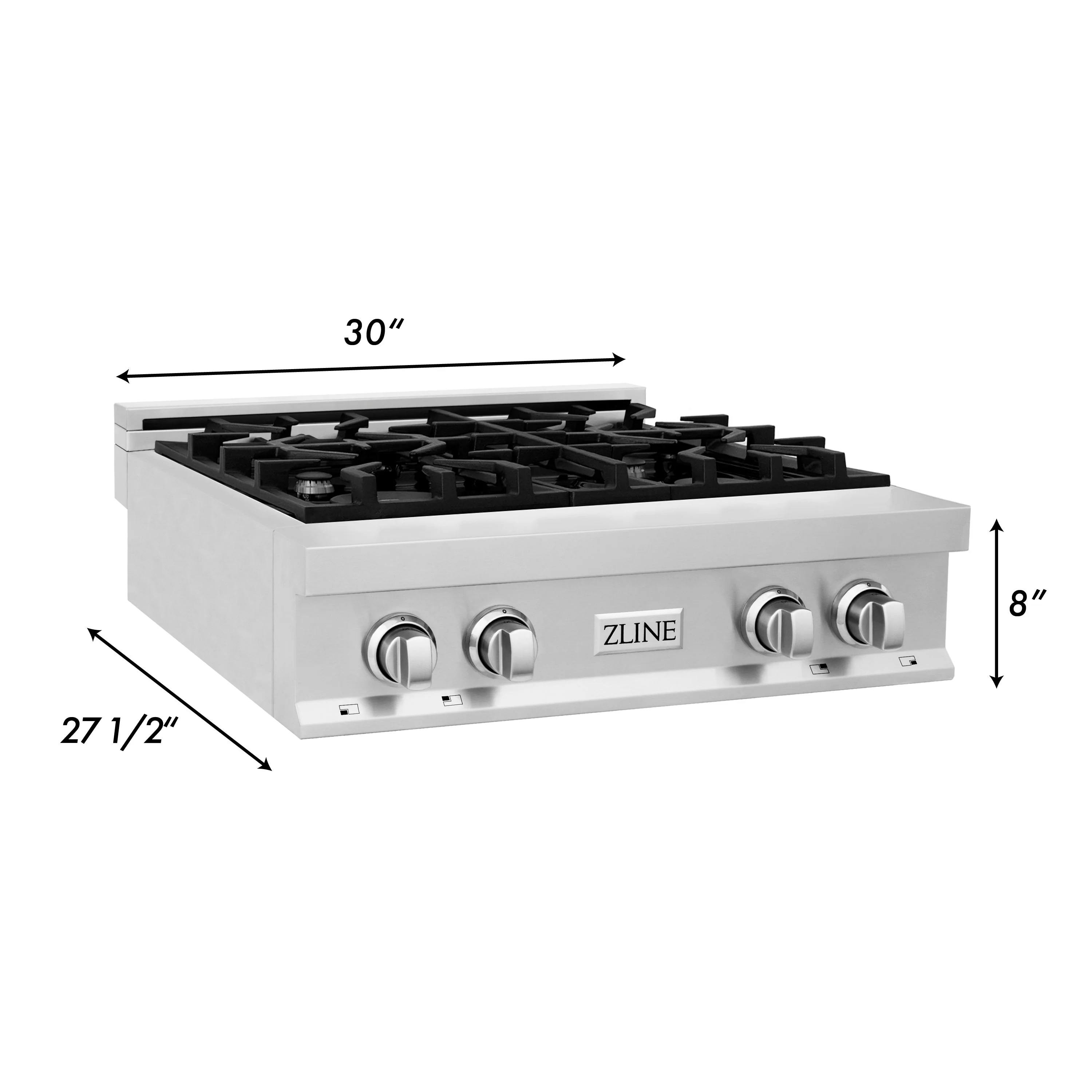 ZLINE 2-Piece Appliance Package - 30-Inch Rangetop and Over-the-Range Microwave with Traditional Handle in Stainless Steel (2KP-RTOTRH30) - Image 9