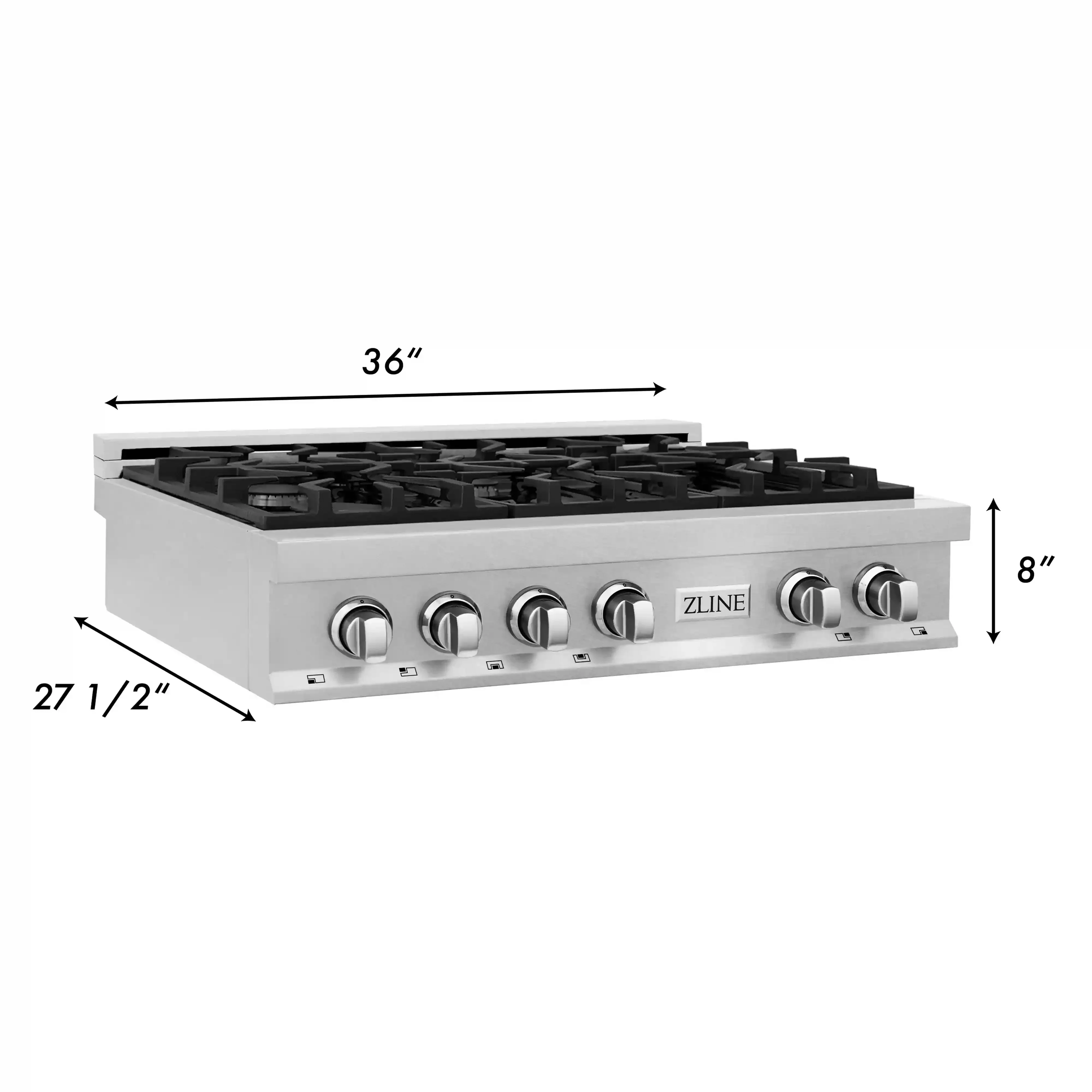 ZLINE 2-Piece Appliance Package - 36-Inch Rangetop and Convertible Range Hood in Satin Stainless Steel (2KP-RTSRH36) - Image 10