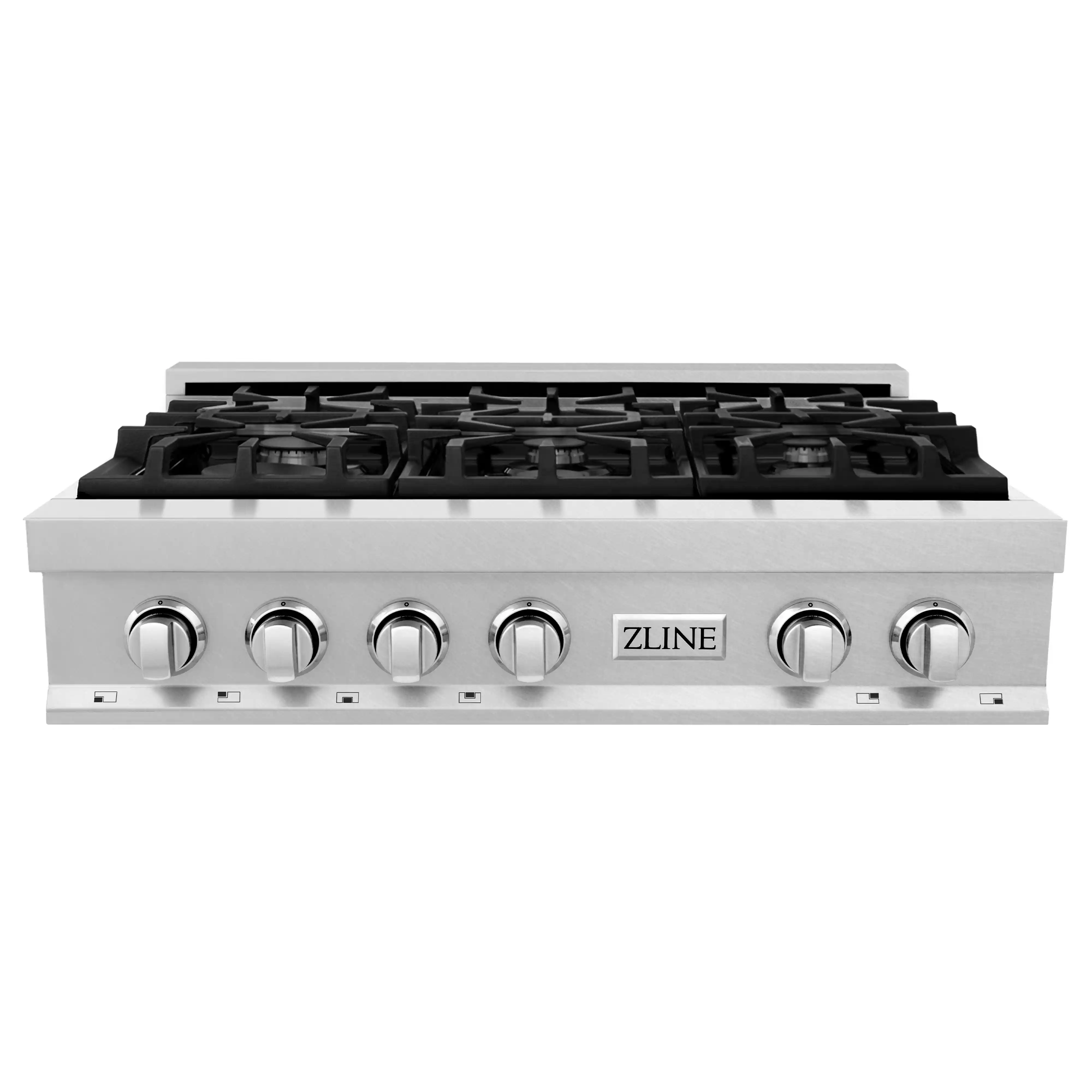 ZLINE 2-Piece Appliance Package - 36-Inch Rangetop and Convertible Range Hood in Satin Stainless Steel (2KP-RTSRH36) - Image 2
