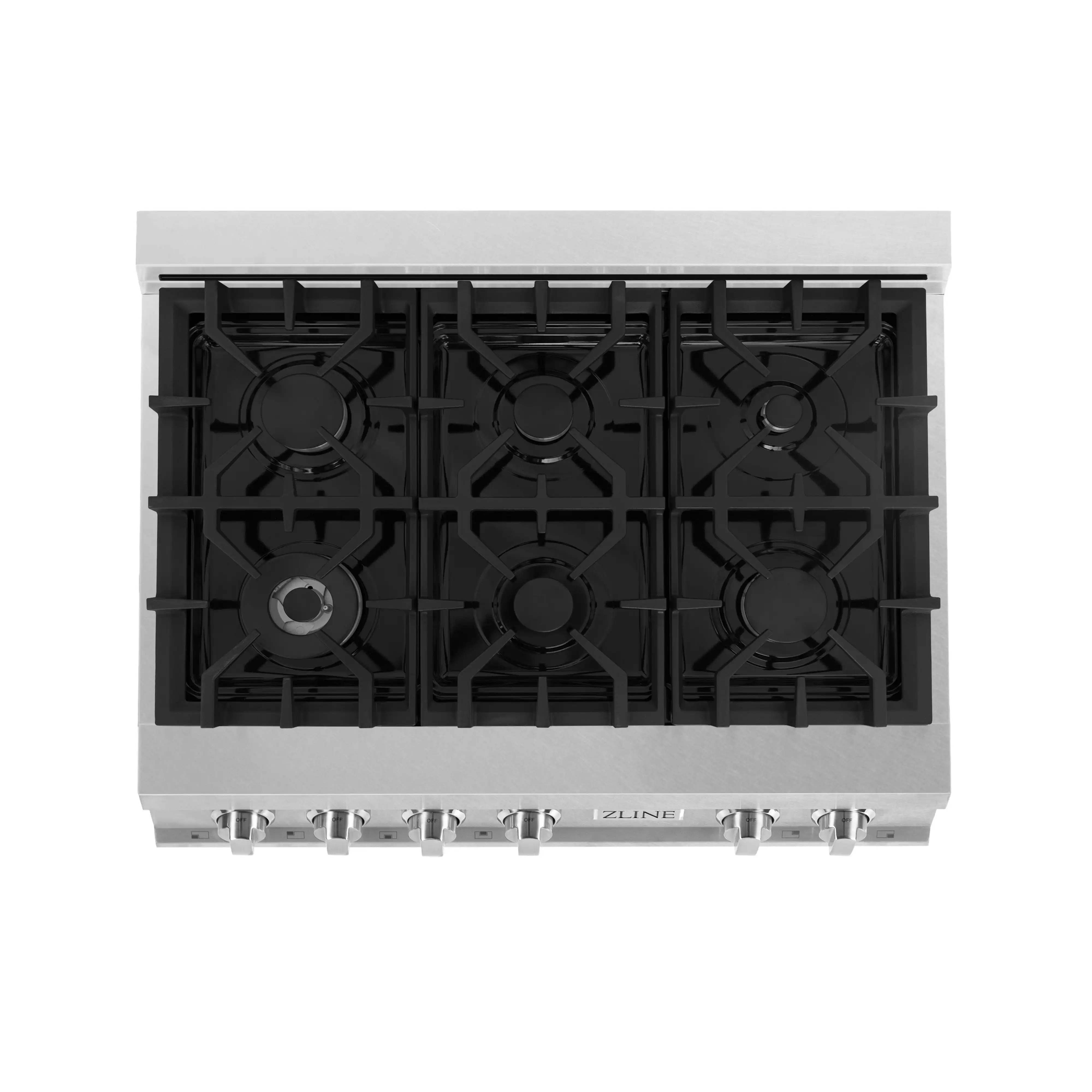 ZLINE 2-Piece Appliance Package - 36-Inch Rangetop and Convertible Range Hood in Satin Stainless Steel (2KP-RTSRH36) - Image 4