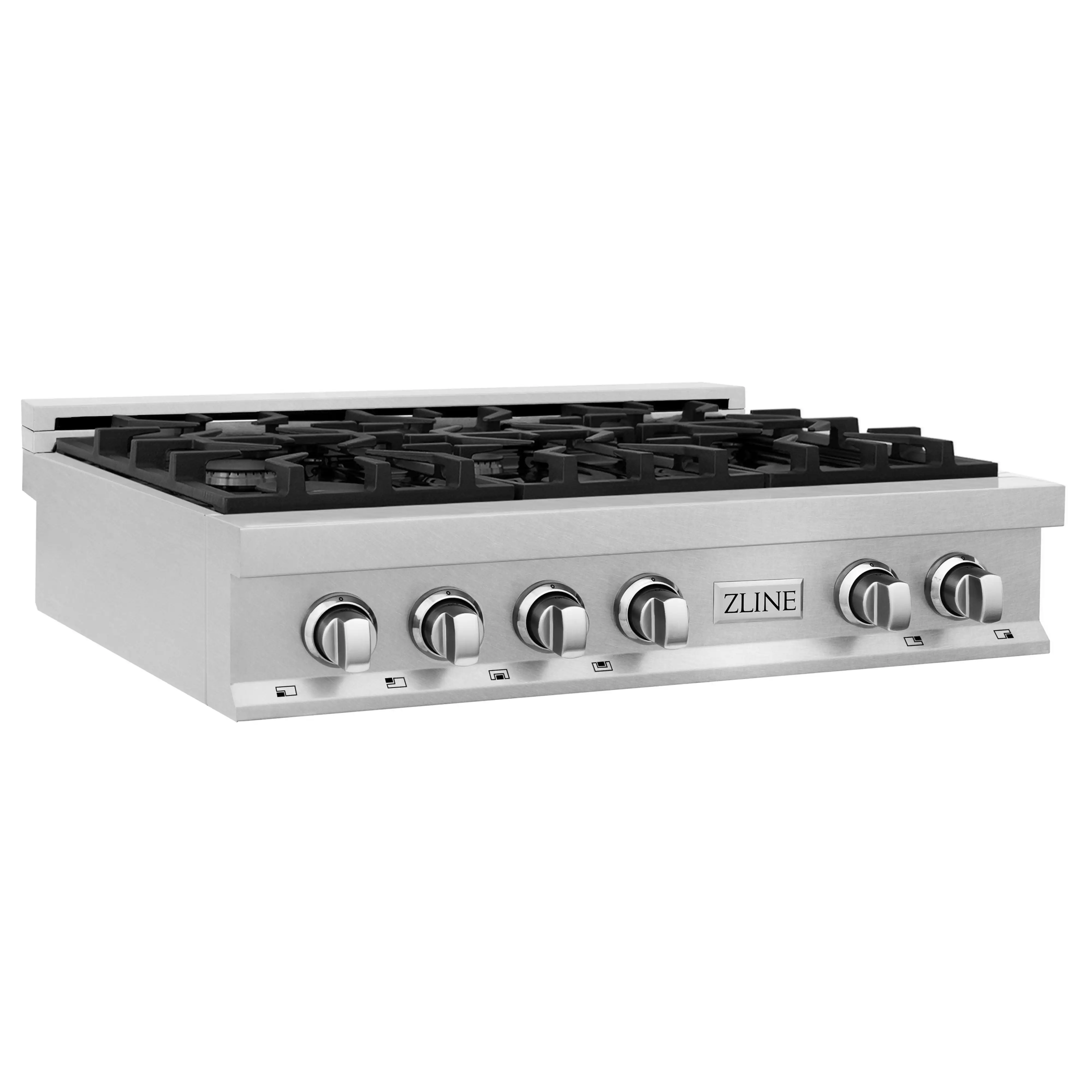 ZLINE 2-Piece Appliance Package - 36-Inch Rangetop and Convertible Range Hood in Satin Stainless Steel (2KP-RTSRH36) - Image 5