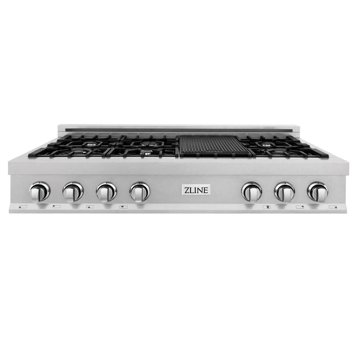 ZLINE 2-Piece Appliance Package - 48-Inch Rangetop and Convertible Range Hood in Satin Stainless Steel (2KP-RTSRH48) - Image 2