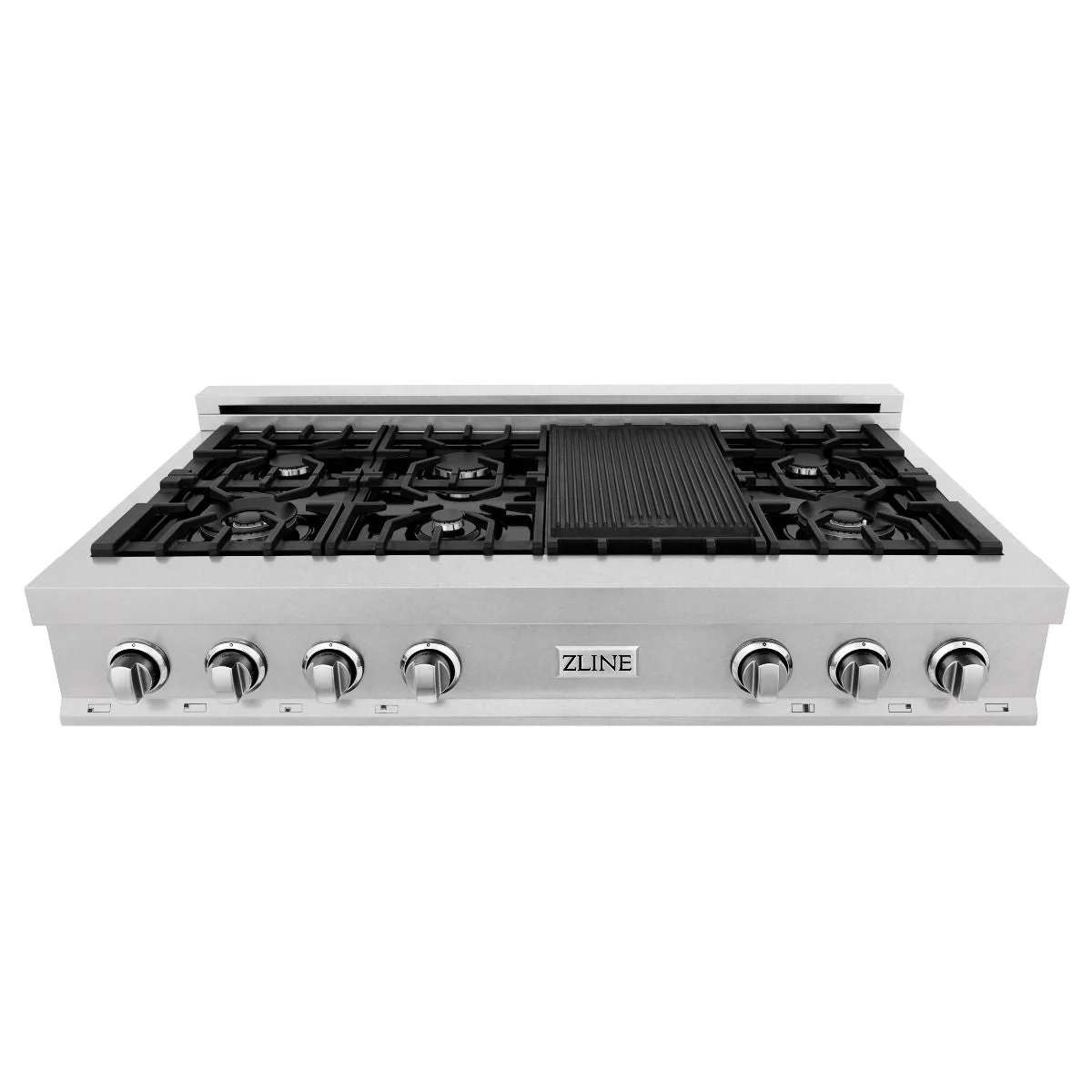 ZLINE 2-Piece Appliance Package - 48-Inch Rangetop and Convertible Range Hood in Satin Stainless Steel (2KP-RTSRH48) - Image 6