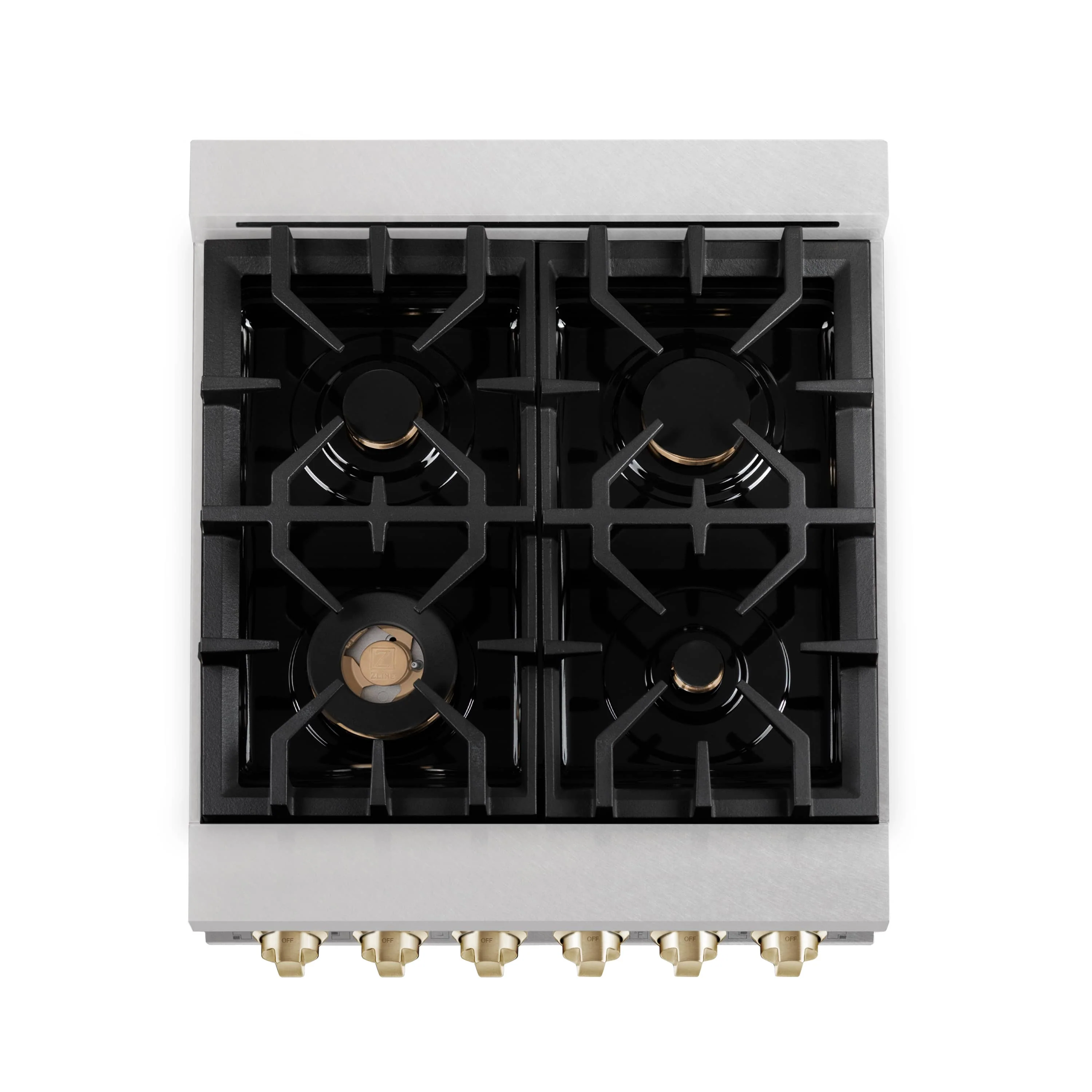 ZLINE Legacy Series Autograph Edition 24-inch Dual Fuel Range with Gas Stove and 2.8 Cu. Ft. Electric Oven in Fingerprint Resistant Satin Stainless Steel with Gold Accents (RASZ-SN-24-G) - Image 5