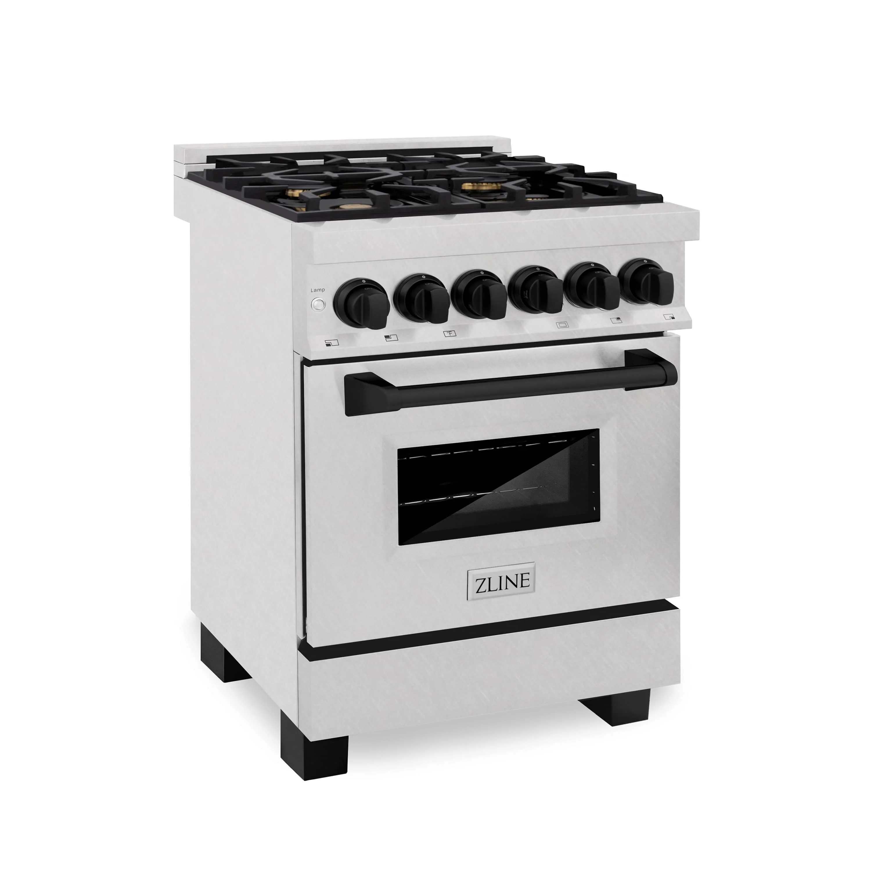 ZLINE Legacy Series Autograph Edition 24-inch Dual Fuel Range with Gas Stove and 2.8 Cu. Ft. Electric Oven in Fingerprint Resistant Satin Stainless Steel with Matte Black Accents (RASZ-SN-24-MB) - Image 5