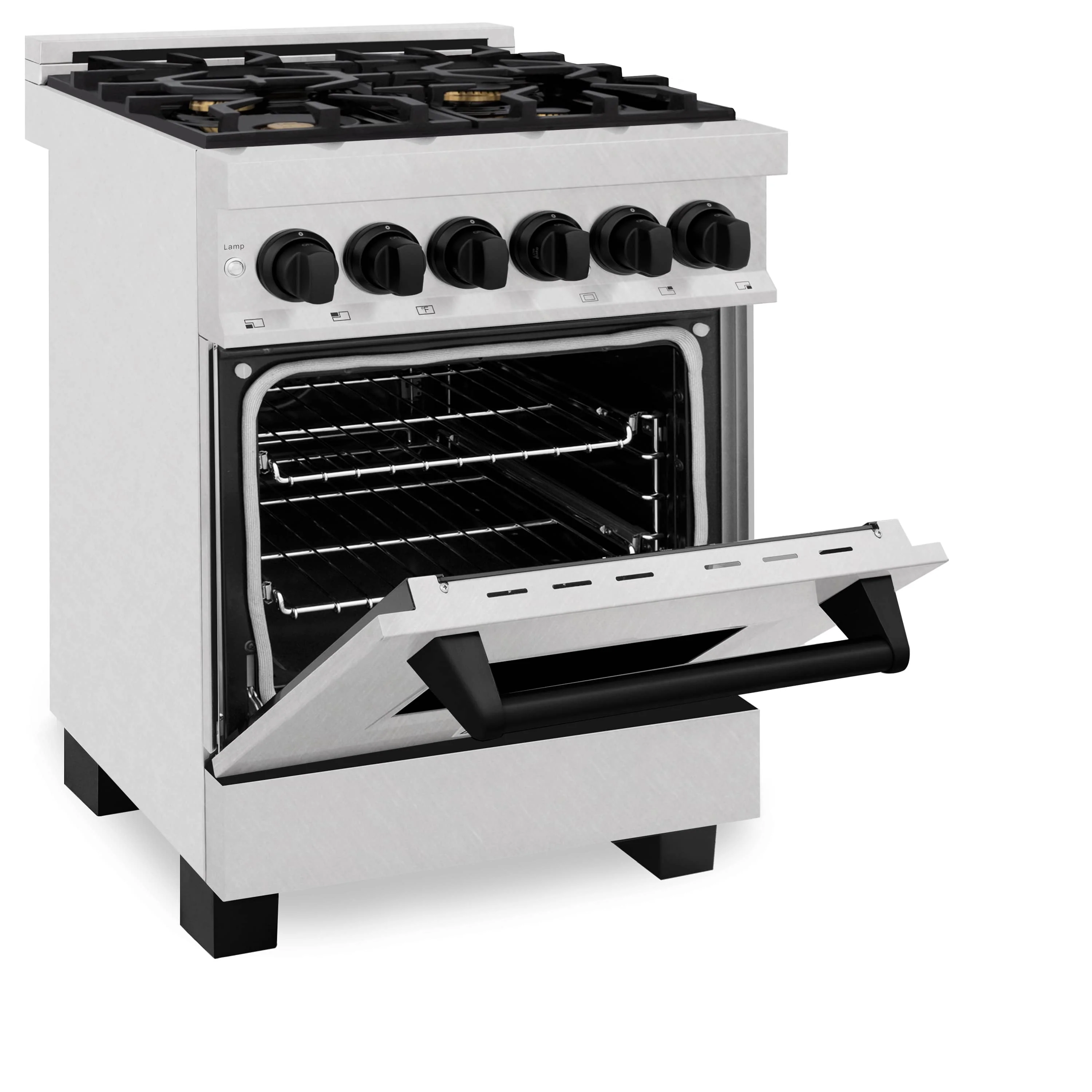 ZLINE Legacy Series Autograph Edition 24-inch Dual Fuel Range with Gas Stove and 2.8 Cu. Ft. Electric Oven in Fingerprint Resistant Satin Stainless Steel with Matte Black Accents (RASZ-SN-24-MB) - Image 6