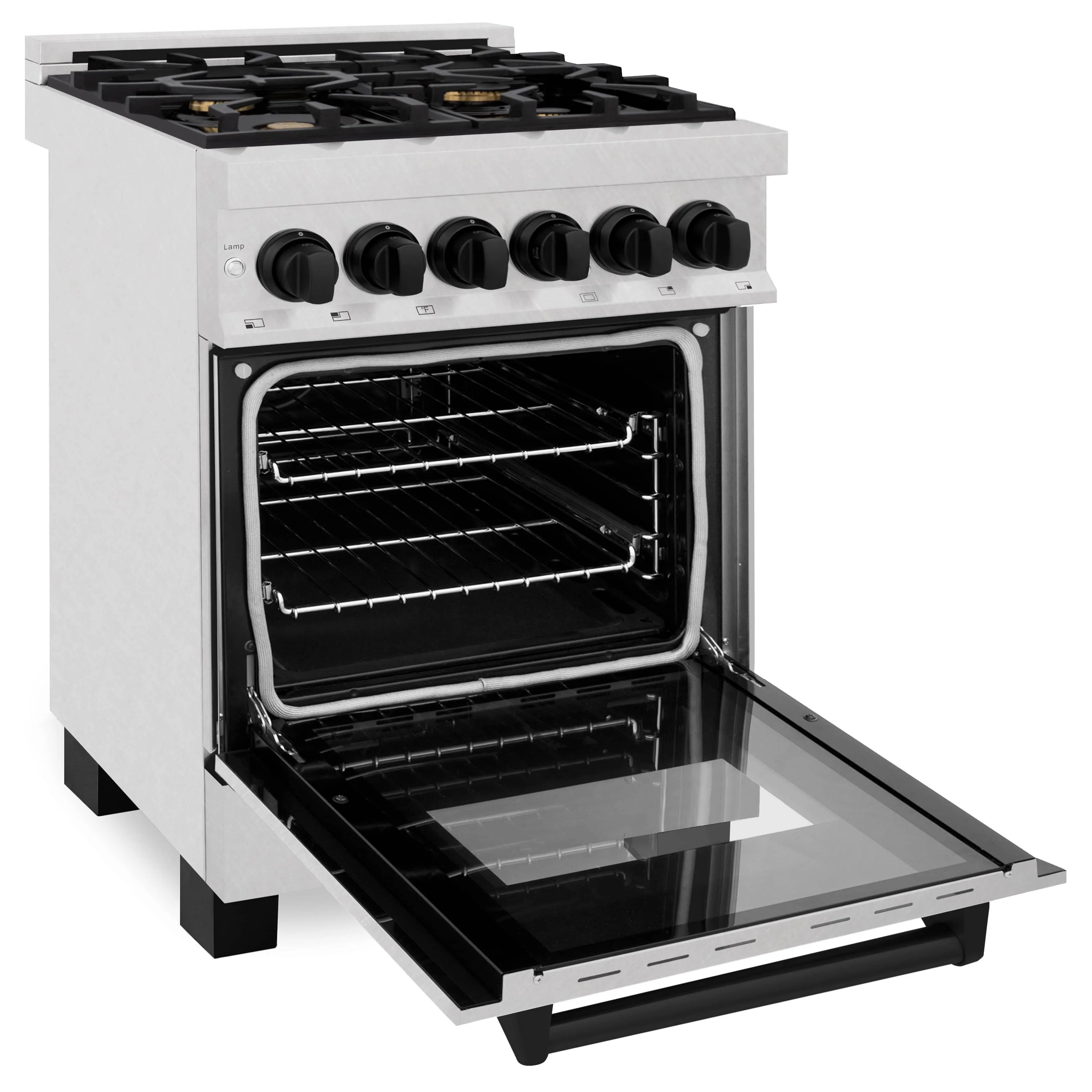 ZLINE Legacy Series Autograph Edition 24-inch Dual Fuel Range with Gas Stove and 2.8 Cu. Ft. Electric Oven in Fingerprint Resistant Satin Stainless Steel with Matte Black Accents (RASZ-SN-24-MB) - Image 7