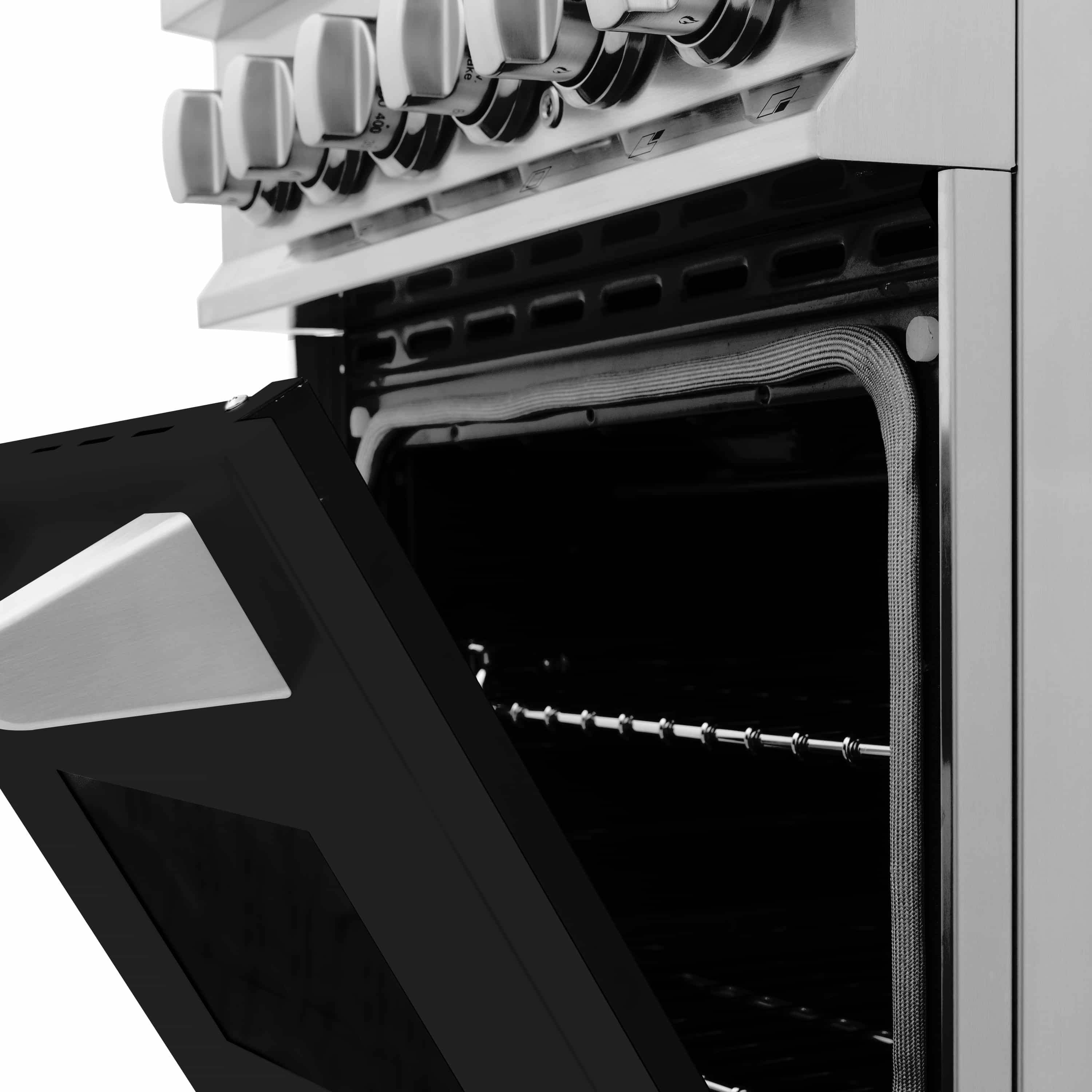 ZLINE 24-inch Legacy Series Dual Fuel Range with Gas Stove and 2.8 Cu. Ft. Electric Oven in Stainless Steel and Black Matte Door (RA-BLM-24) - Image 16