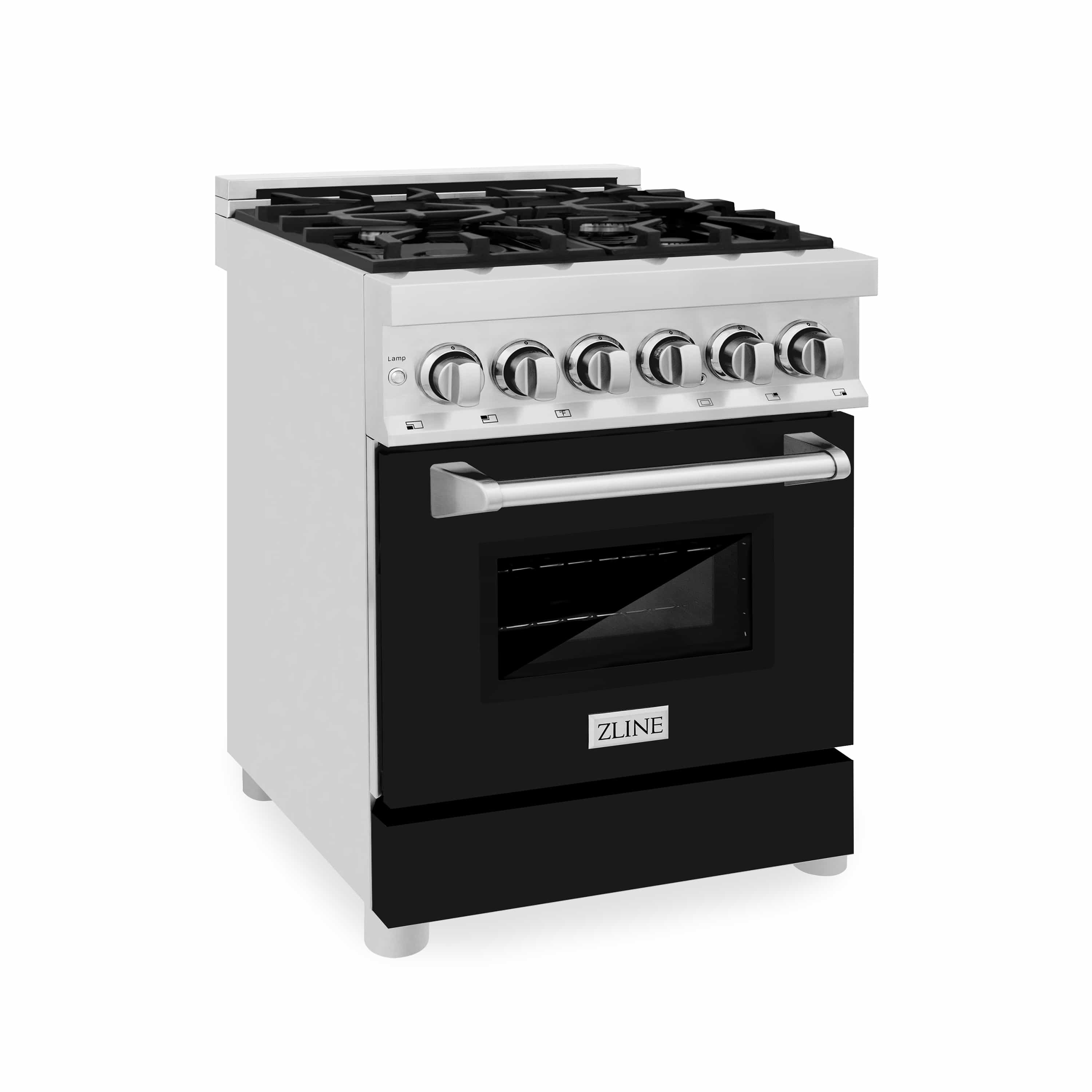 ZLINE 24-inch Legacy Series Dual Fuel Range with Gas Stove and 2.8 Cu. Ft. Electric Oven in Stainless Steel and Black Matte Door (RA-BLM-24) - Image 5